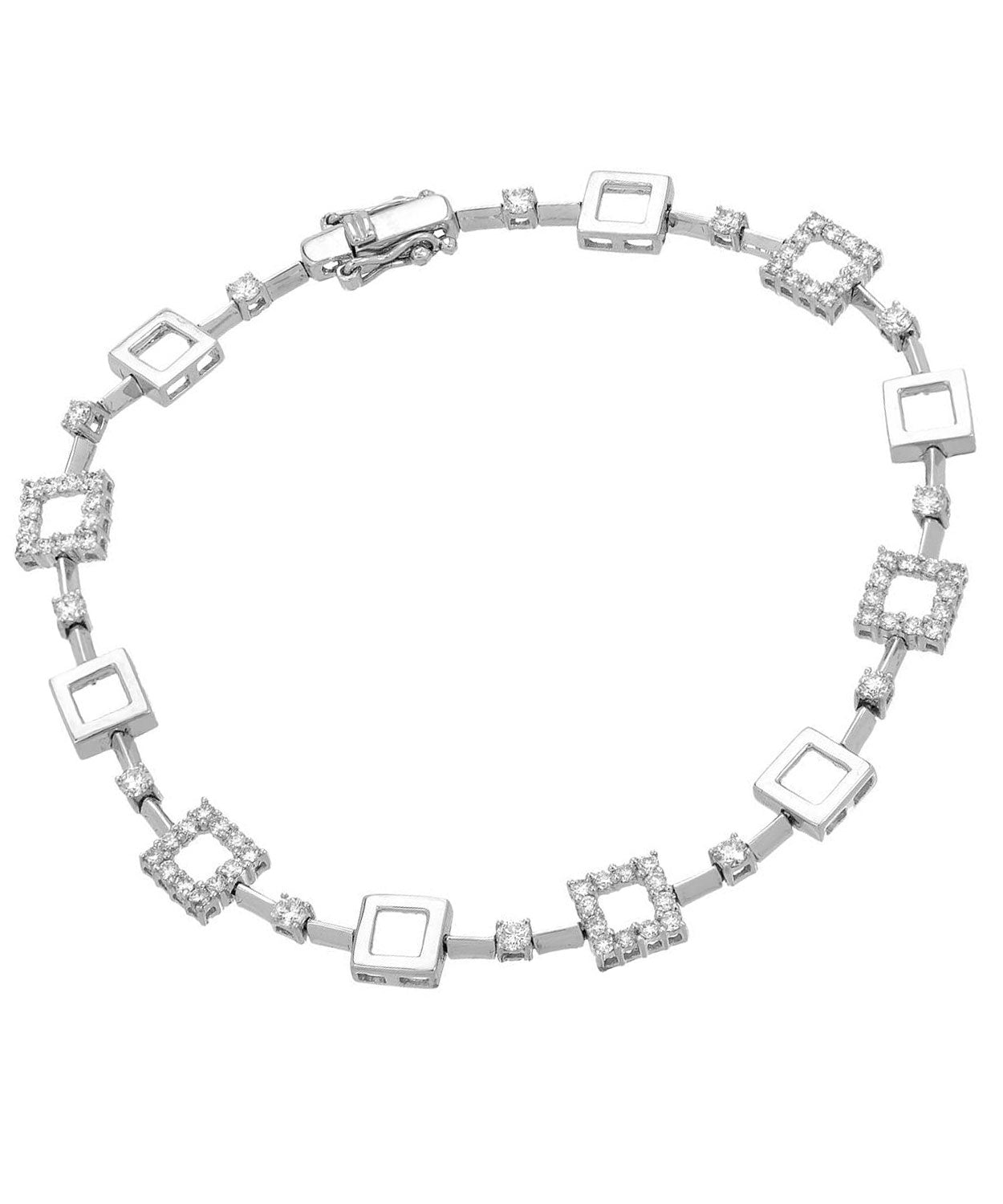 1.05 ctw Diamond 18k White Gold Square Link Bracelet View 1