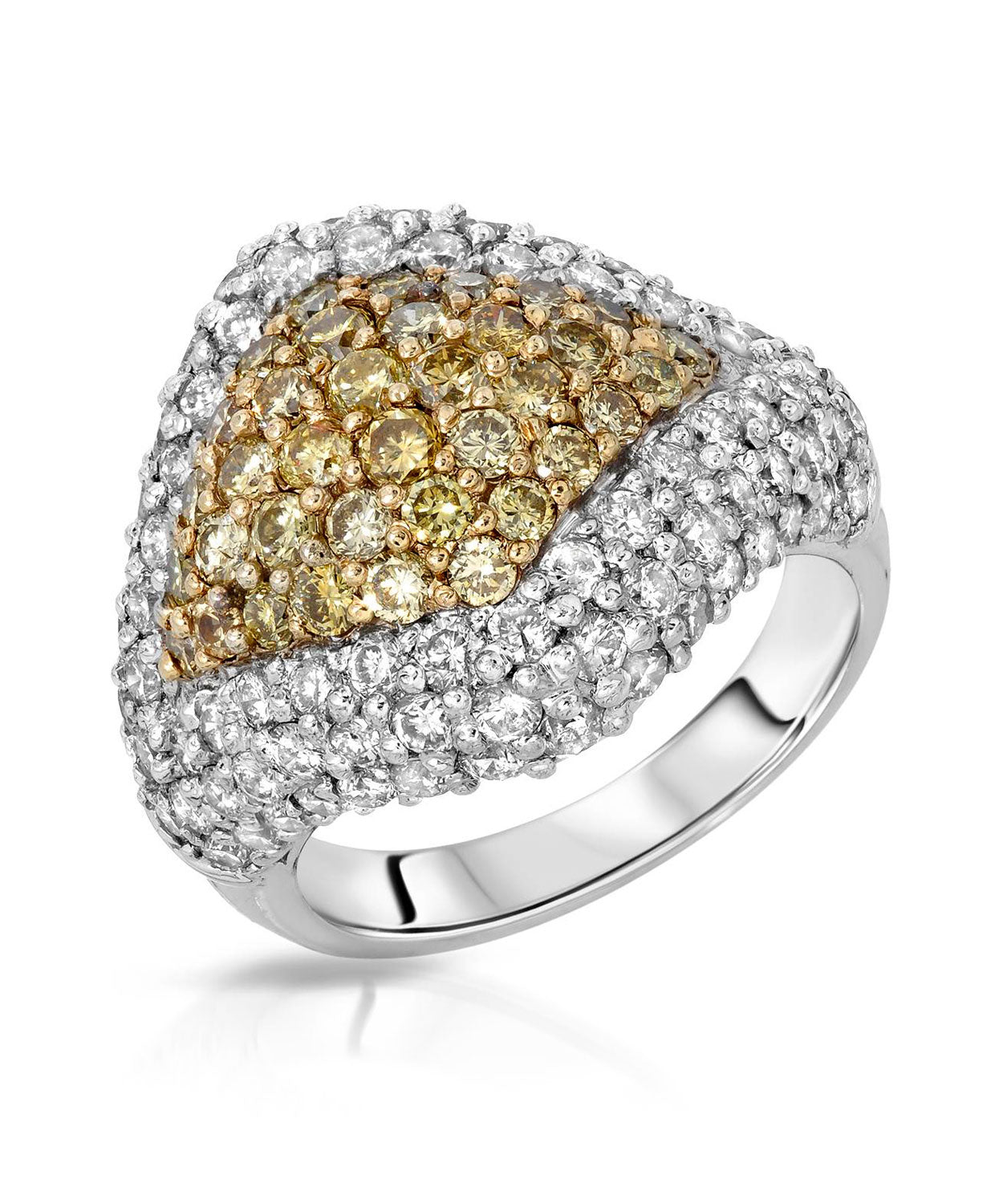 Glamour Toujours Collection 3.51 ctw Fancy Yellow and White Diamond 14k Gold Right Hand Ring View 1