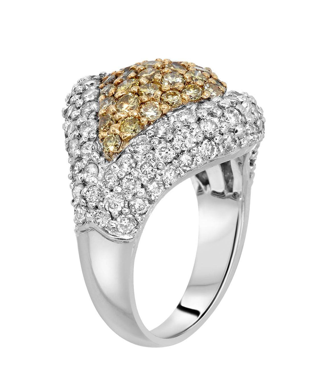 Glamour Toujours Collection 3.51 ctw Fancy Yellow and White Diamond 14k Gold Right Hand Ring View 2
