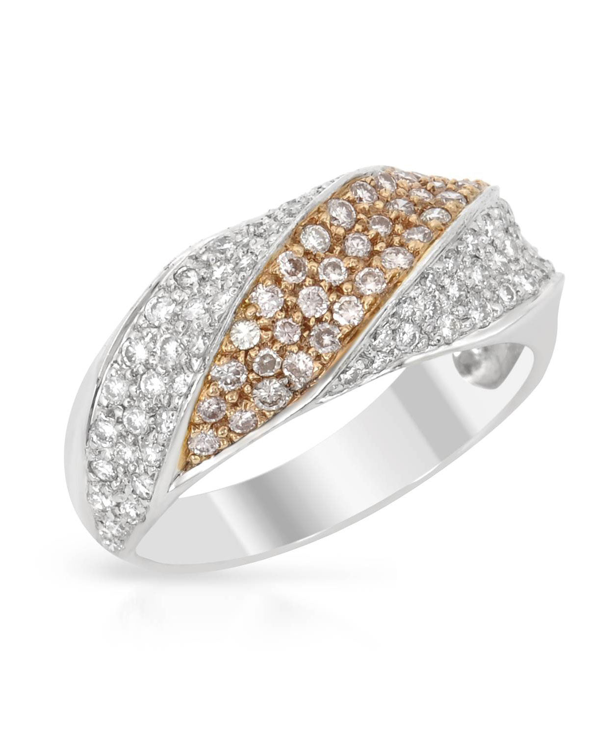 Signature Collection 0.80 ctw Pink and White Diamond 18k Gold Twist Band View 1