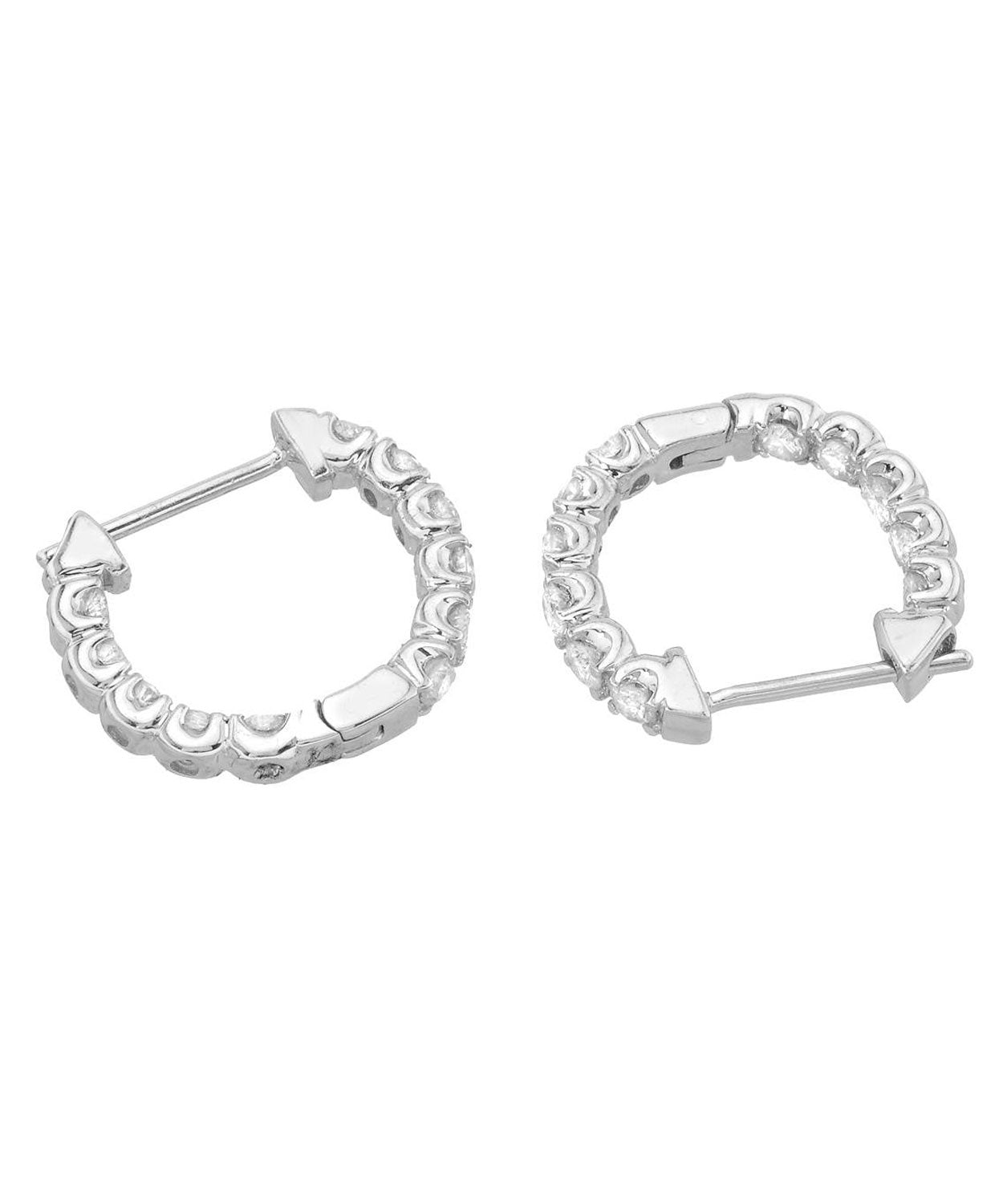 1.04 ctw Diamond 14k White Gold Inside-Out Hoop Earrings View 2