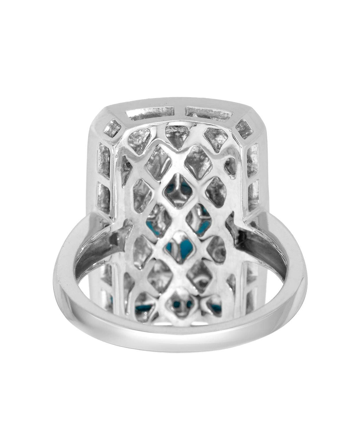 1.25 ctw Created Turquoise and Diamond 14k White Gold Rectangle Cocktail Ring View 2