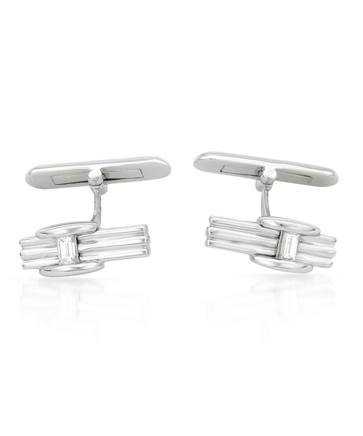 Signature Collection 0.27 ctw Diamond 14k White Gold Classic Cuff Links View 1