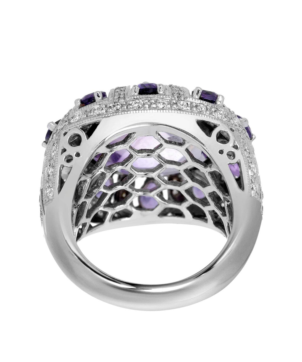 Glamour Toujours Collection 11.84 ctw Natural Amethyst and Diamond 18k Gold Bold Cocktail Ring View 3