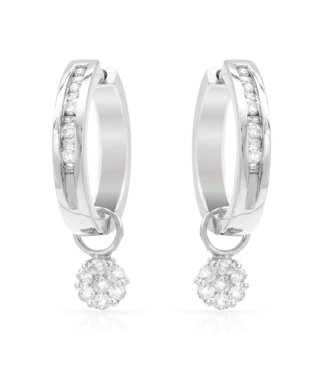 0.50 ctw Diamond 14k White Gold Hoop Earrings with Charm View 1