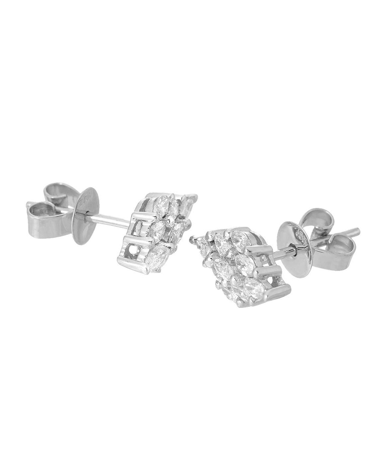 Signature Collection 0.85 ctw Diamond 18k Gold Marquise Stud Earrings View 2