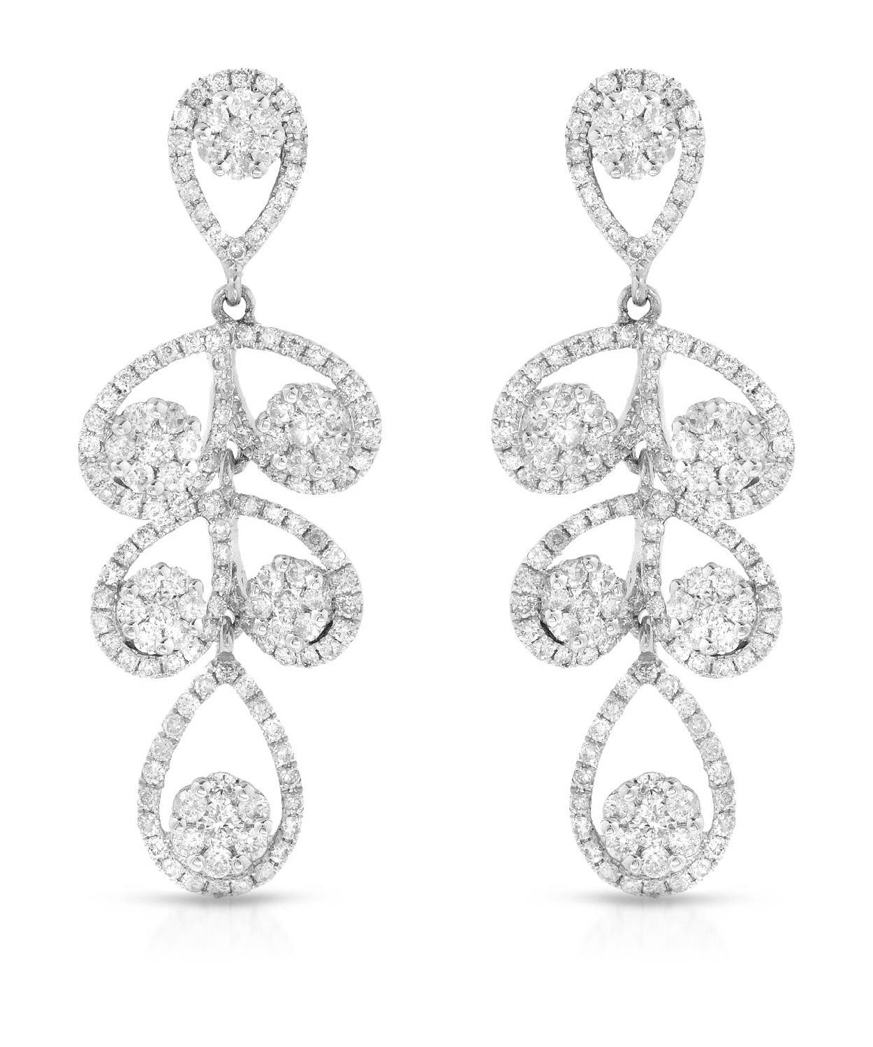 2.07 ctw Diamond 14k White Gold Drop Cocktail Ring View 1