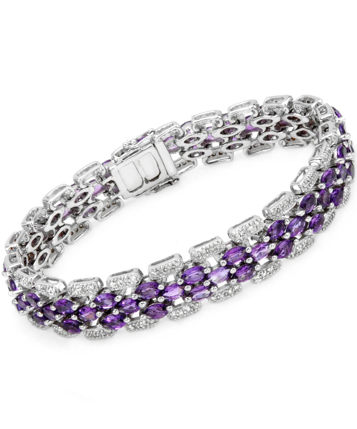 Allure Collection 9.94 ctw Natural Amethyst and Diamond 14k Gold Statement Link Bracelet View 1