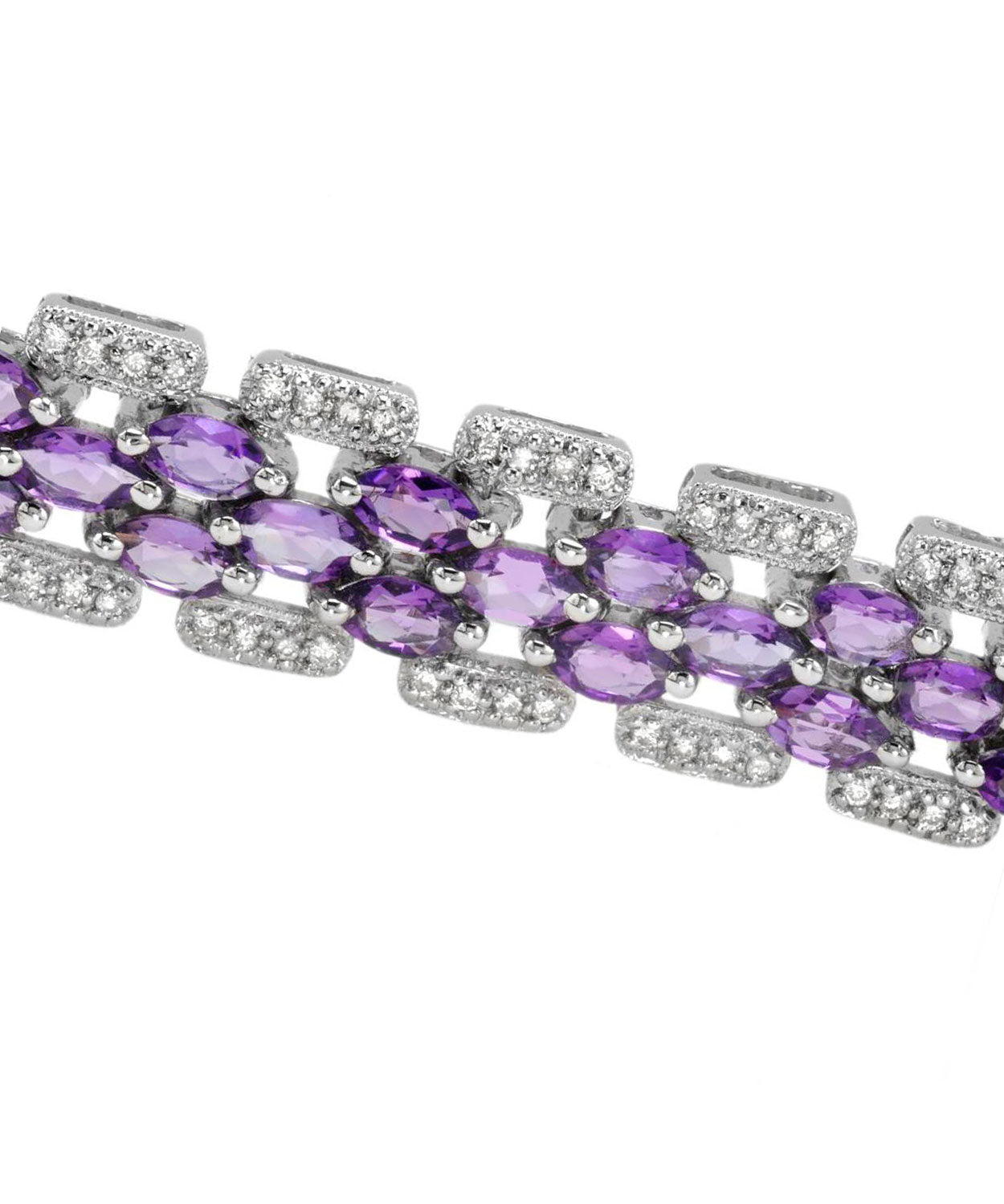 Allure Collection 9.94 ctw Natural Amethyst and Diamond 14k Gold Statement Link Bracelet View 3