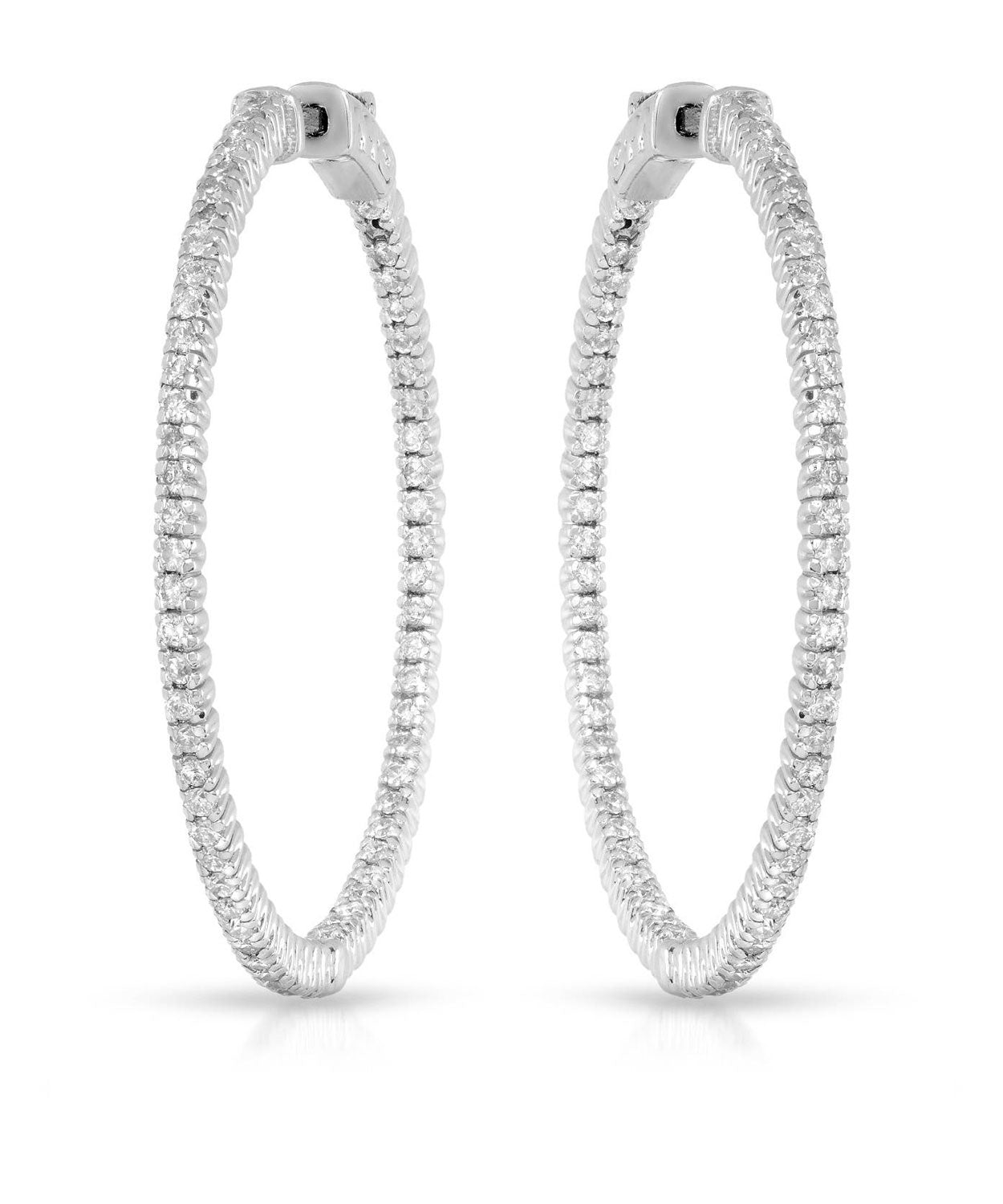 Allure Collection 1.65 ctw Diamond 14k White Gold Inside-Out Hoop Earrings View 1