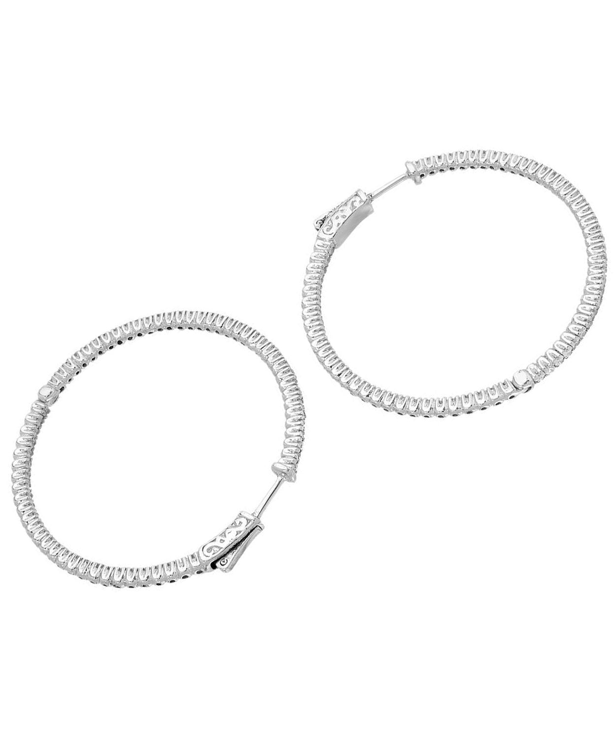 Allure Collection 1.65 ctw Diamond 14k White Gold Inside-Out Hoop Earrings View 2