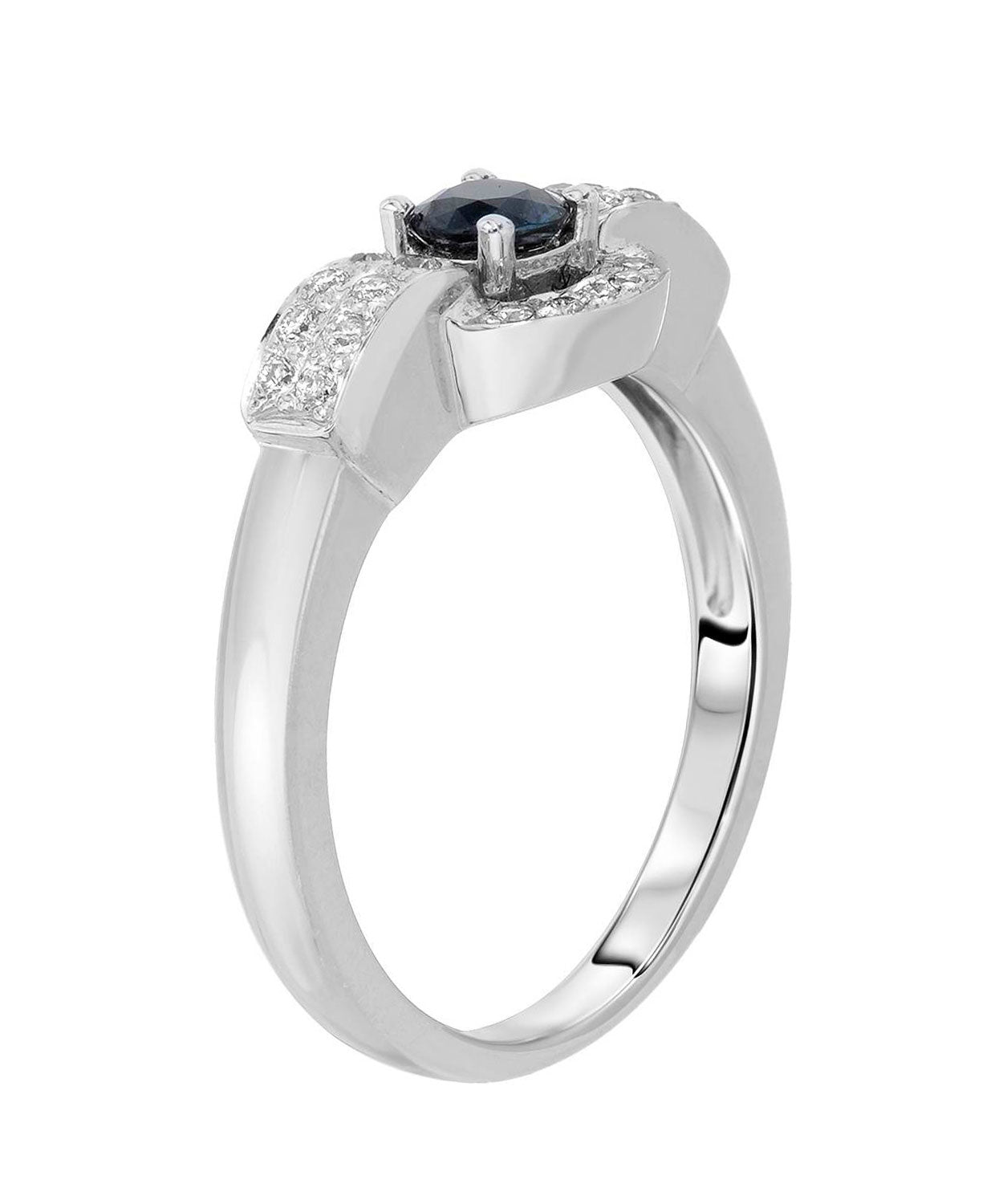 0.55 ctw Natural Blue Sapphire and Diamond 14k White Gold Contemporary Engagement Ring View 2