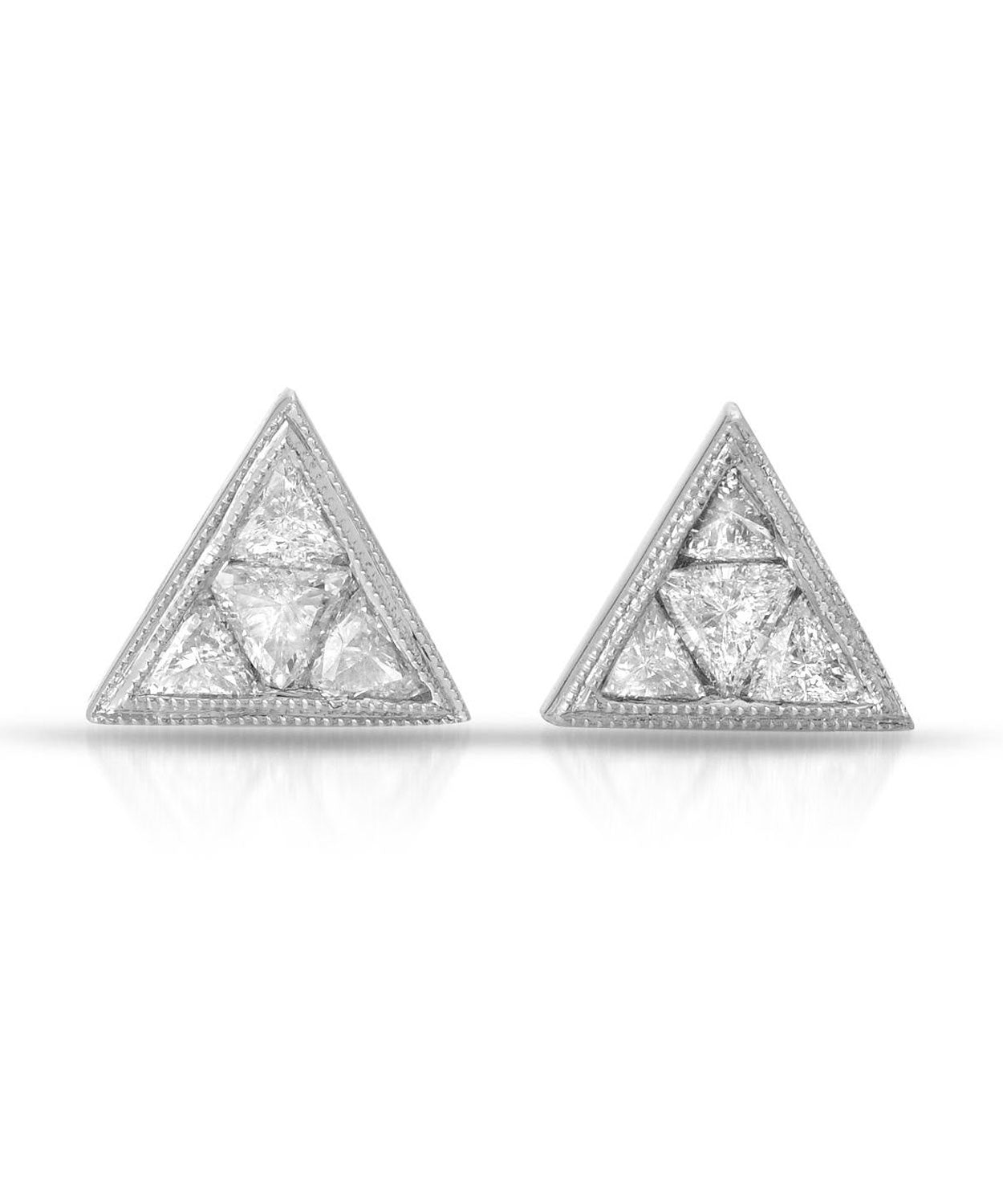 Le Petite Collection 0.36 ctw Diamond 14k White Gold Triangle Stud Earrings View 1