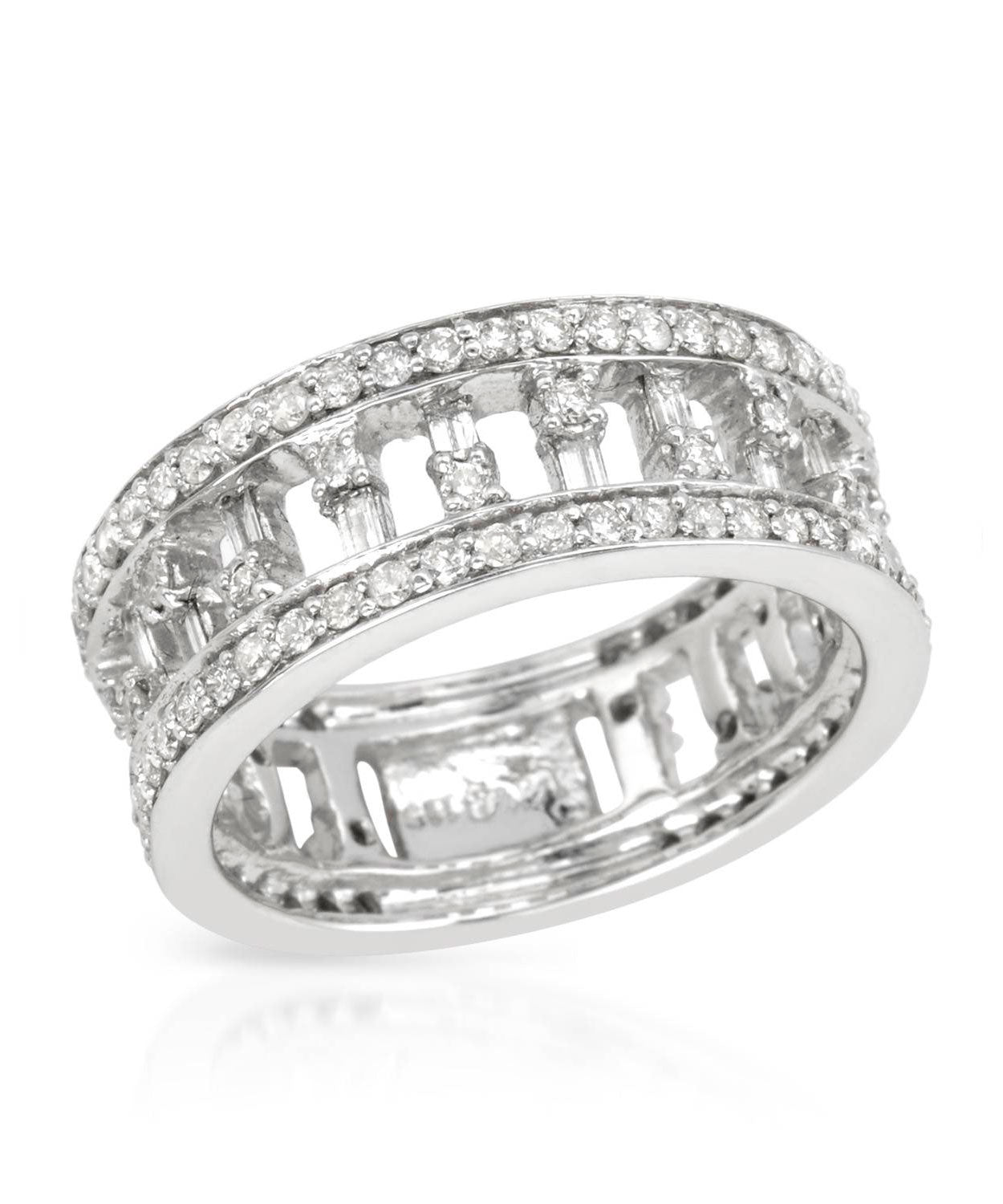 Glamour Collection 1.15 ctw Diamond 14k White Gold Fancy Eternity Band View 1