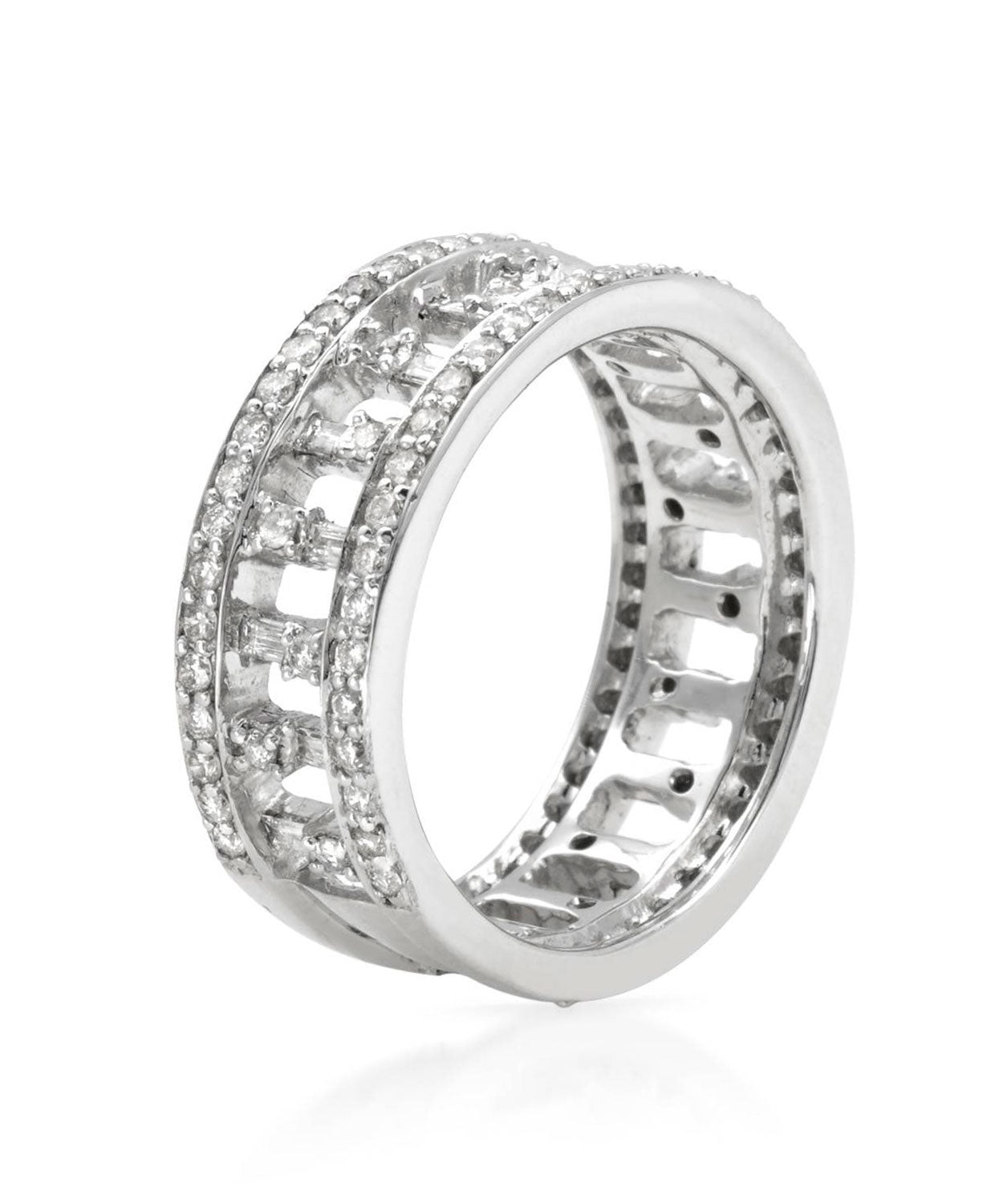 Glamour Collection 1.15 ctw Diamond 14k White Gold Fancy Eternity Band View 2