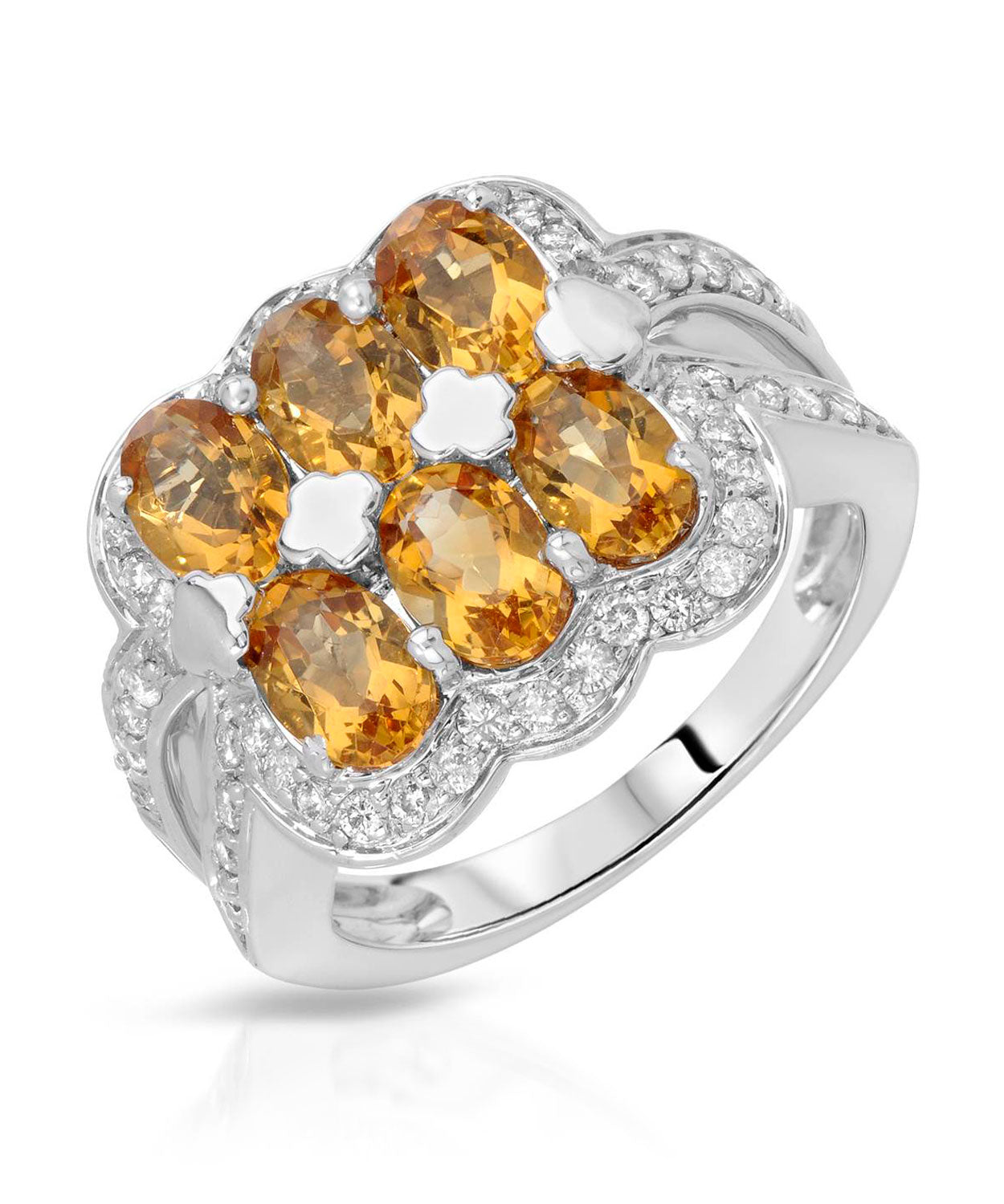 Allure Collection 3.09 ctw Natural Honey Citrine and Diamond 18k Gold Cocktail Ring View 1