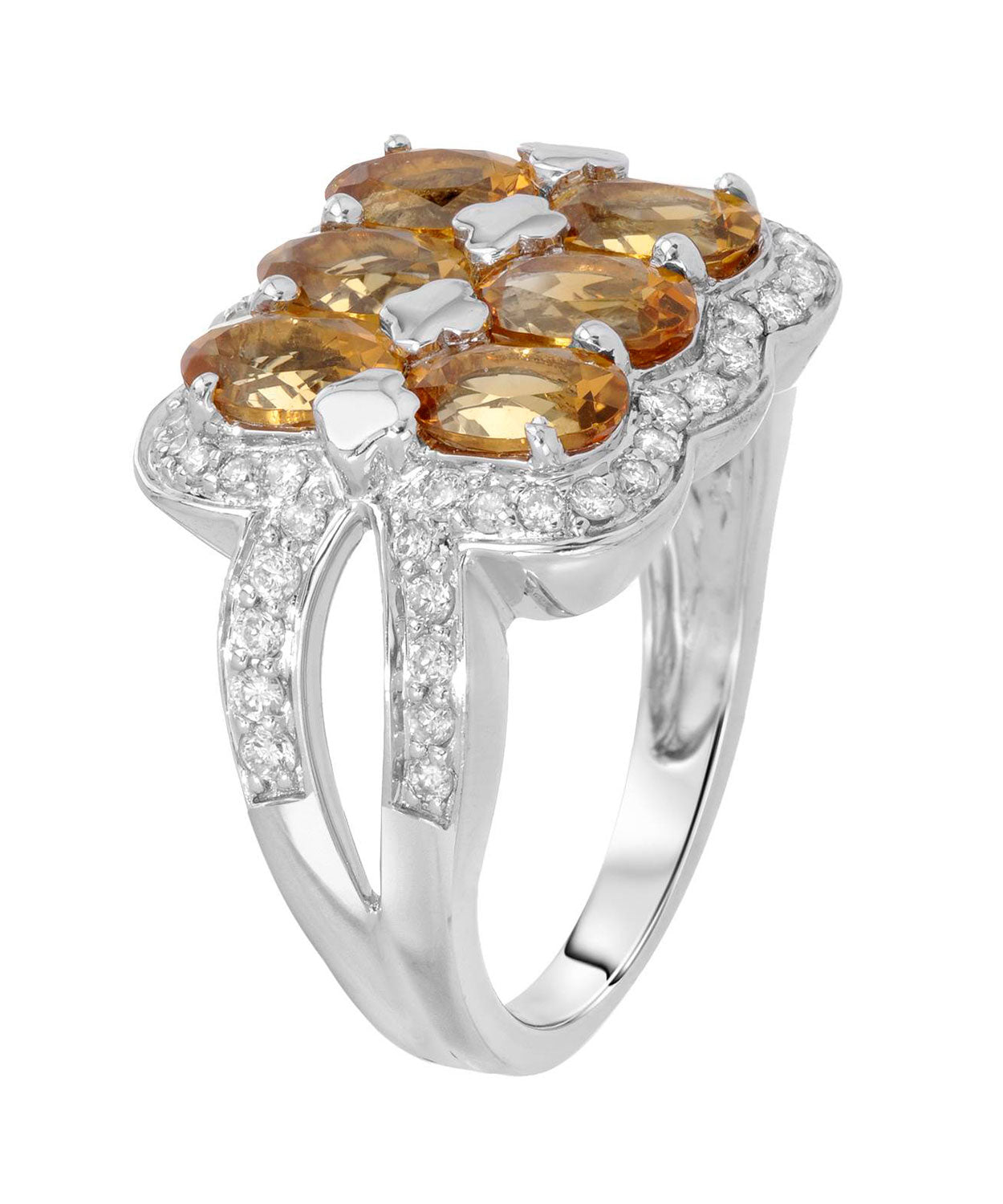 Allure Collection 3.09 ctw Natural Honey Citrine and Diamond 18k Gold Cocktail Ring View 2