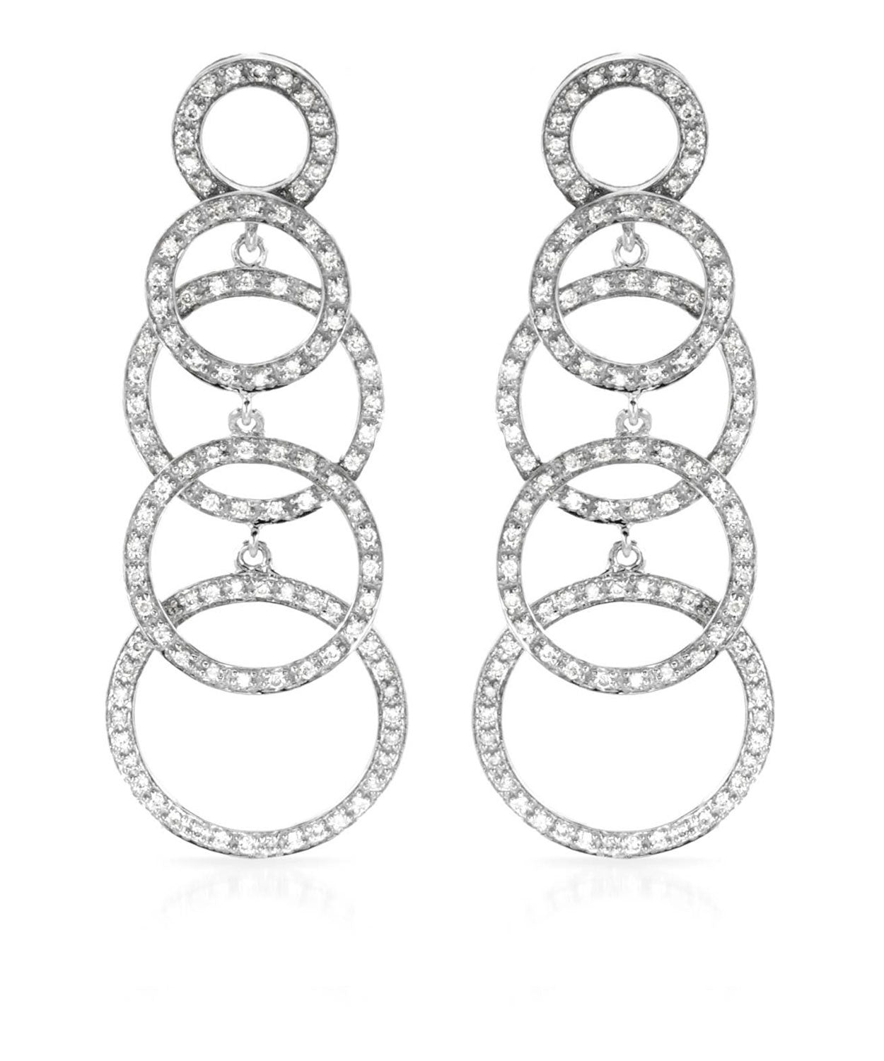 Glamour Collection 1.00 ctw Diamond 14k White Gold Circle Dangle Earrings View 1