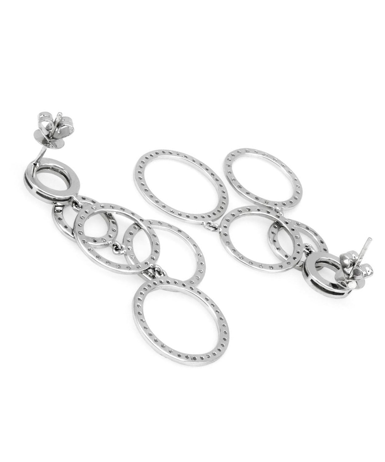 Glamour Collection 1.00 ctw Diamond 14k White Gold Circle Dangle Earrings View 2