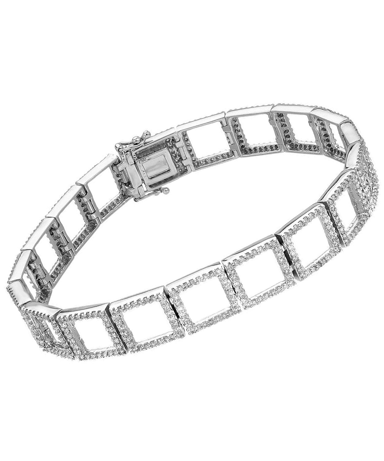 Glamour Collection 2.95 ctw Diamond 18k White Gold Square Link Bracelet View 1