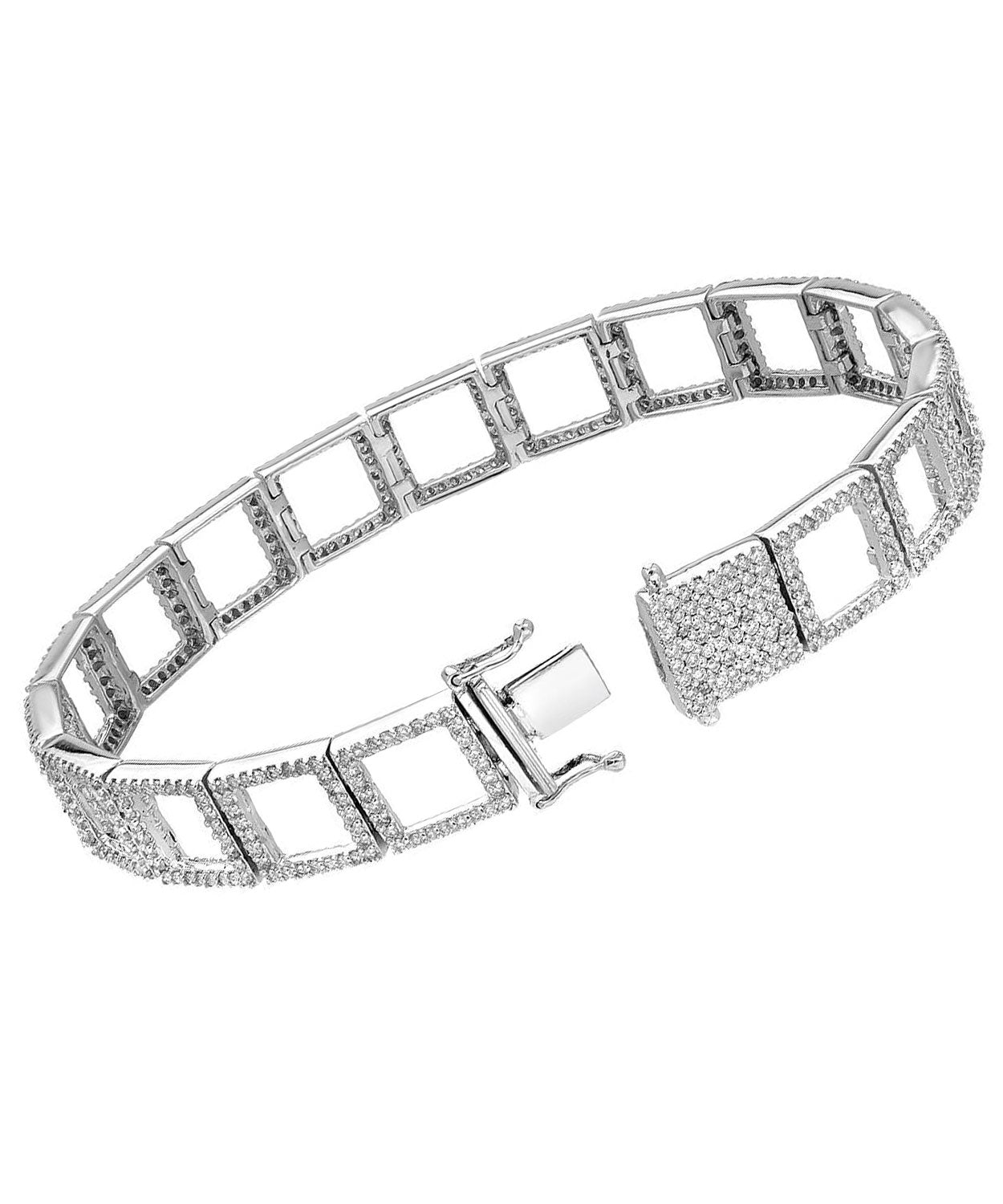Glamour Collection 2.95 ctw Diamond 18k White Gold Square Link Bracelet View 2