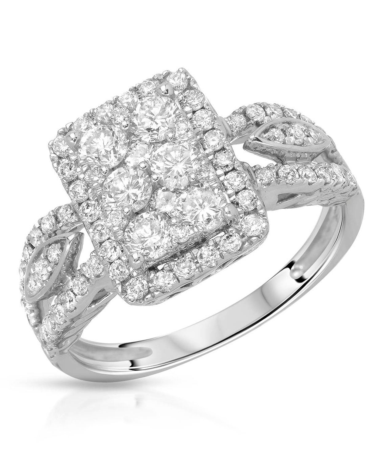 Signature Collection 1.03 ctw Diamond 14k White Gold Cluster Engagement Ring View 1