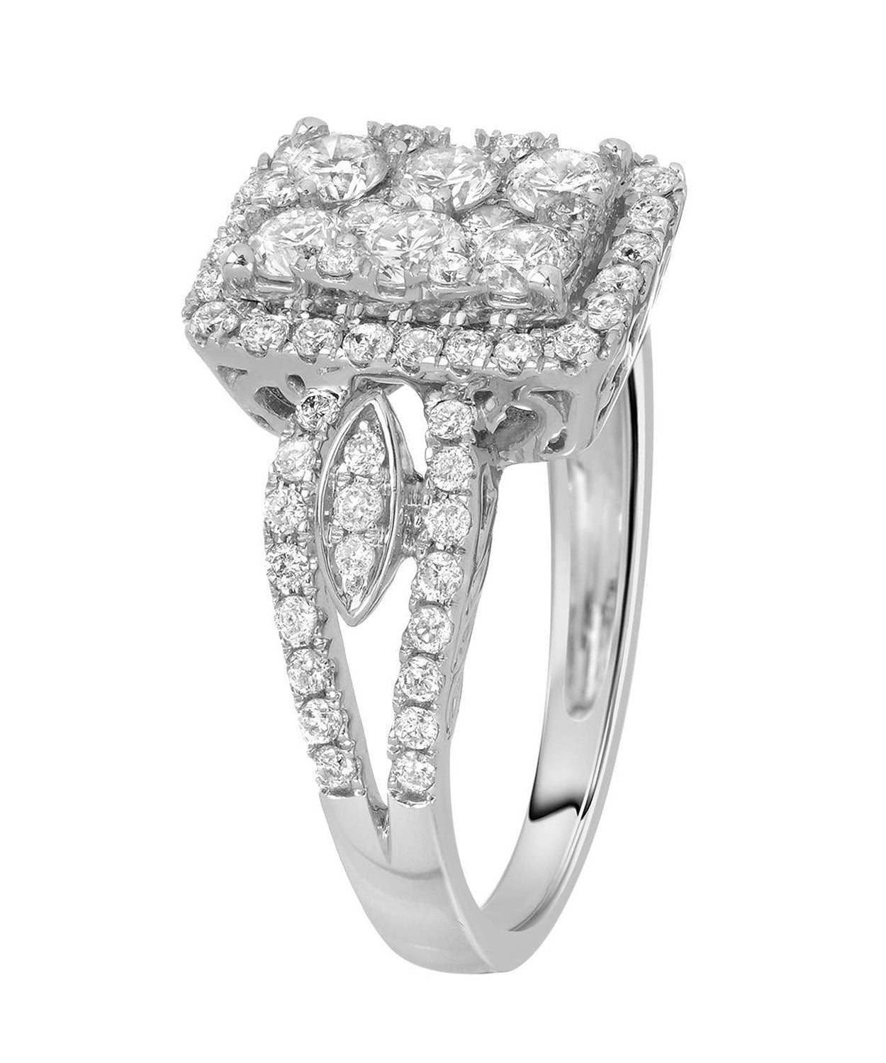 Signature Collection 1.03 ctw Diamond 14k White Gold Cluster Engagement Ring View 2