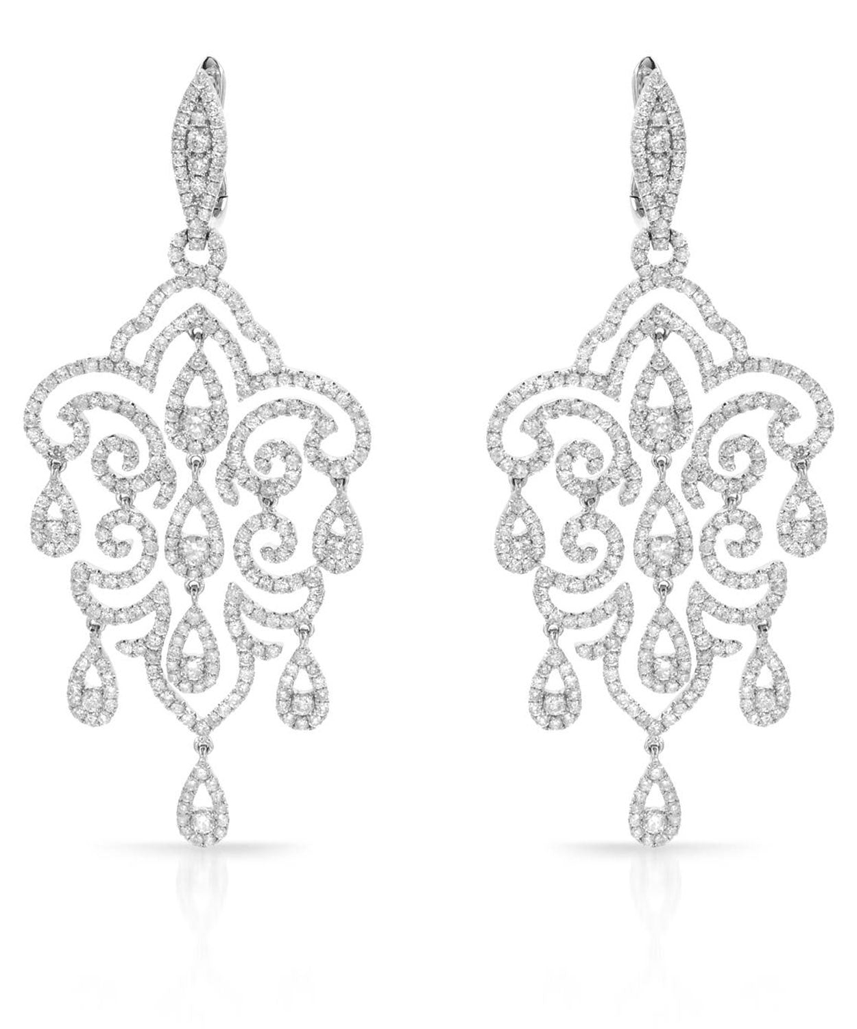 Glamour Collection 4.70 ctw Diamond 14k White Gold Chandelier Dangle Earrings View 1
