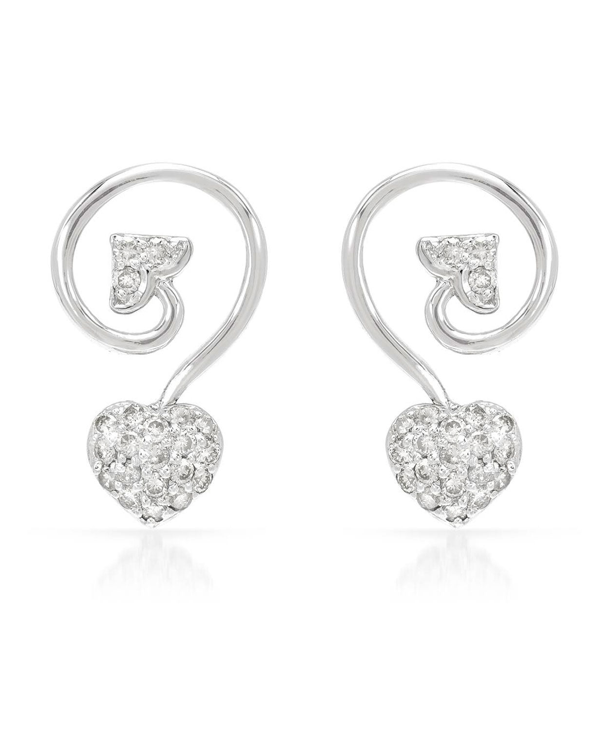 Love Story Collection 0.45 ctw Diamond 14k White Gold Heart Earrings View 1
