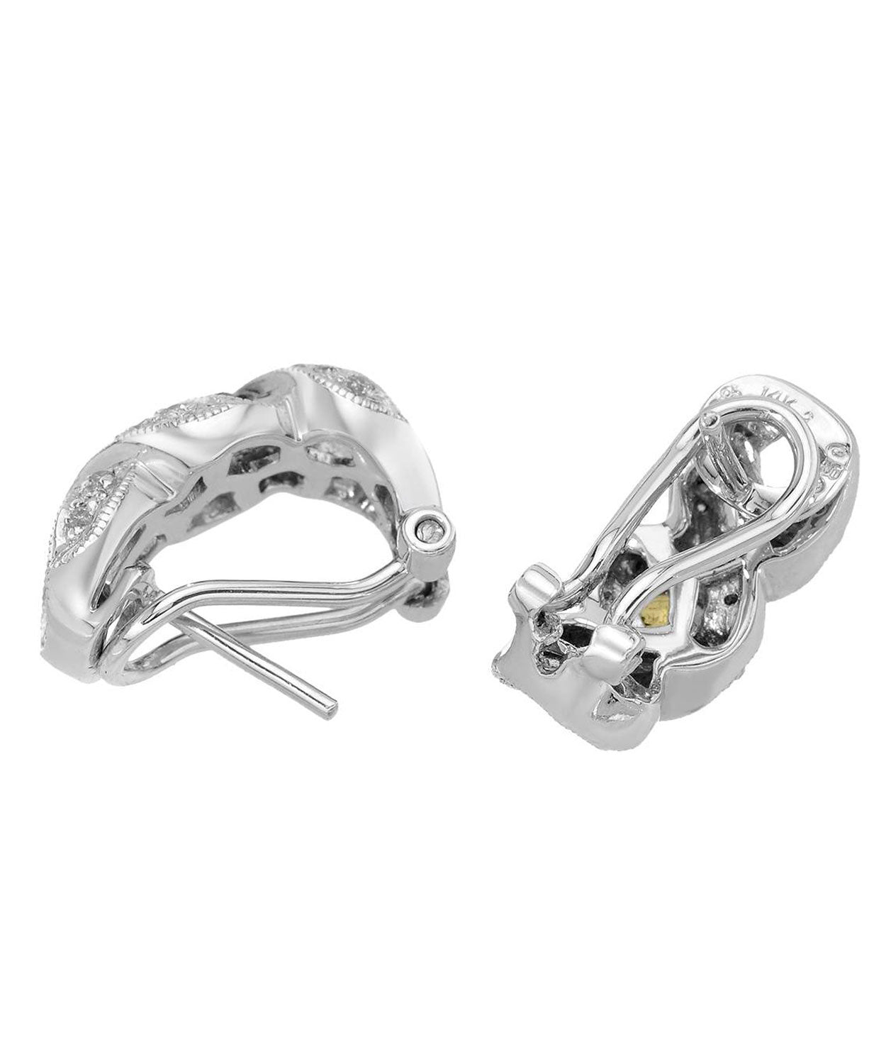 1.00 ctw Natural Yellow Sapphire and Diamond 14k White Gold Intertwined Earrings View 2