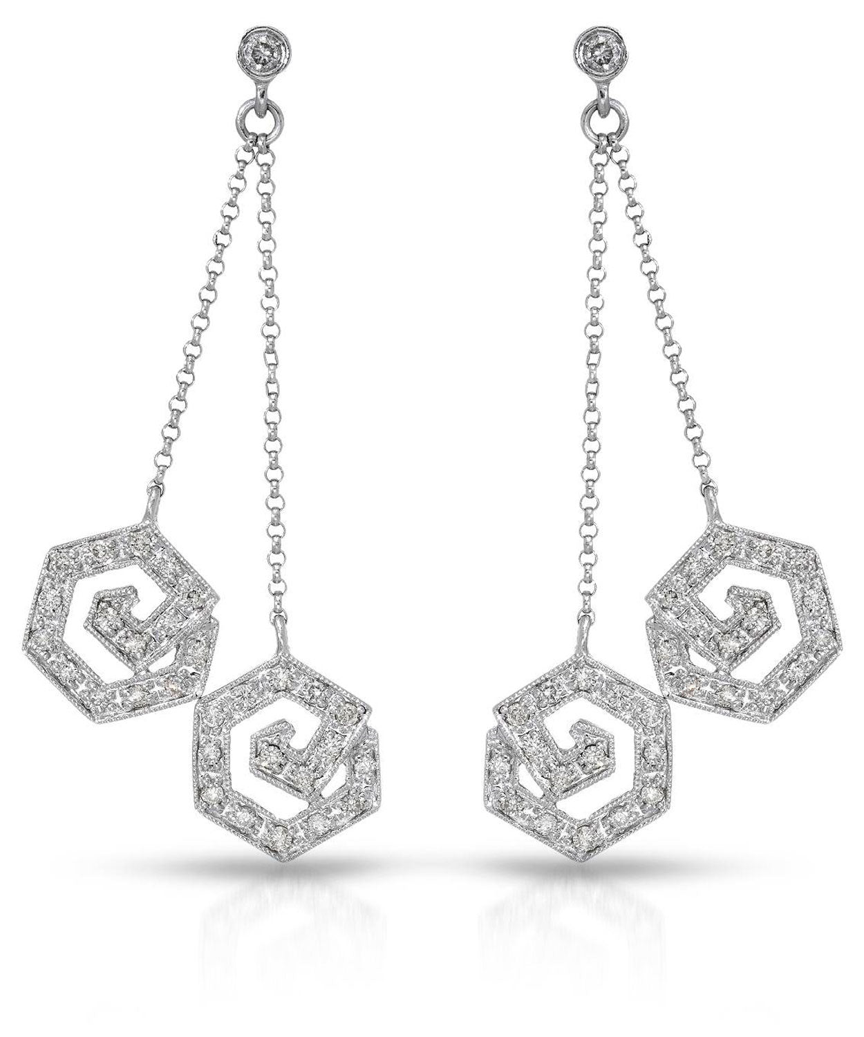 Allure Collection 0.62 ctw Diamond 14k White Gold Dangle Earrings View 1