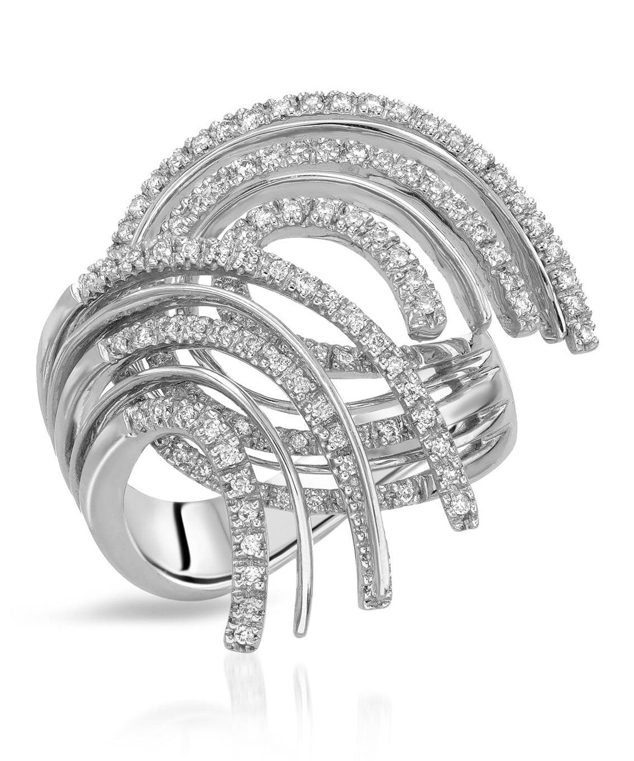 Glamour Collection 0.55 ctw Diamond 18k White Gold Statement Cocktail Ring View 1