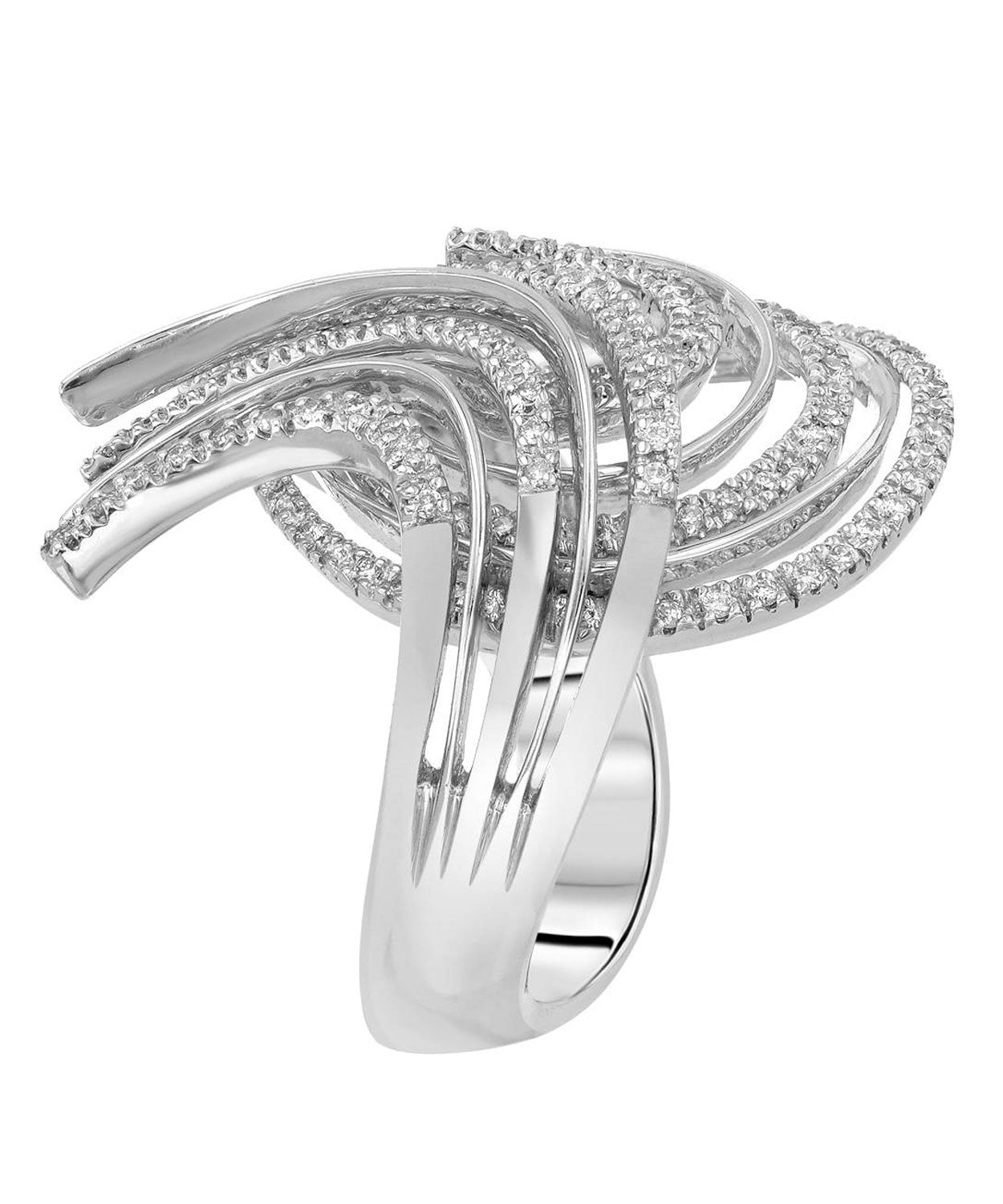 Glamour Collection 0.55 ctw Diamond 18k White Gold Statement Cocktail Ring View 2
