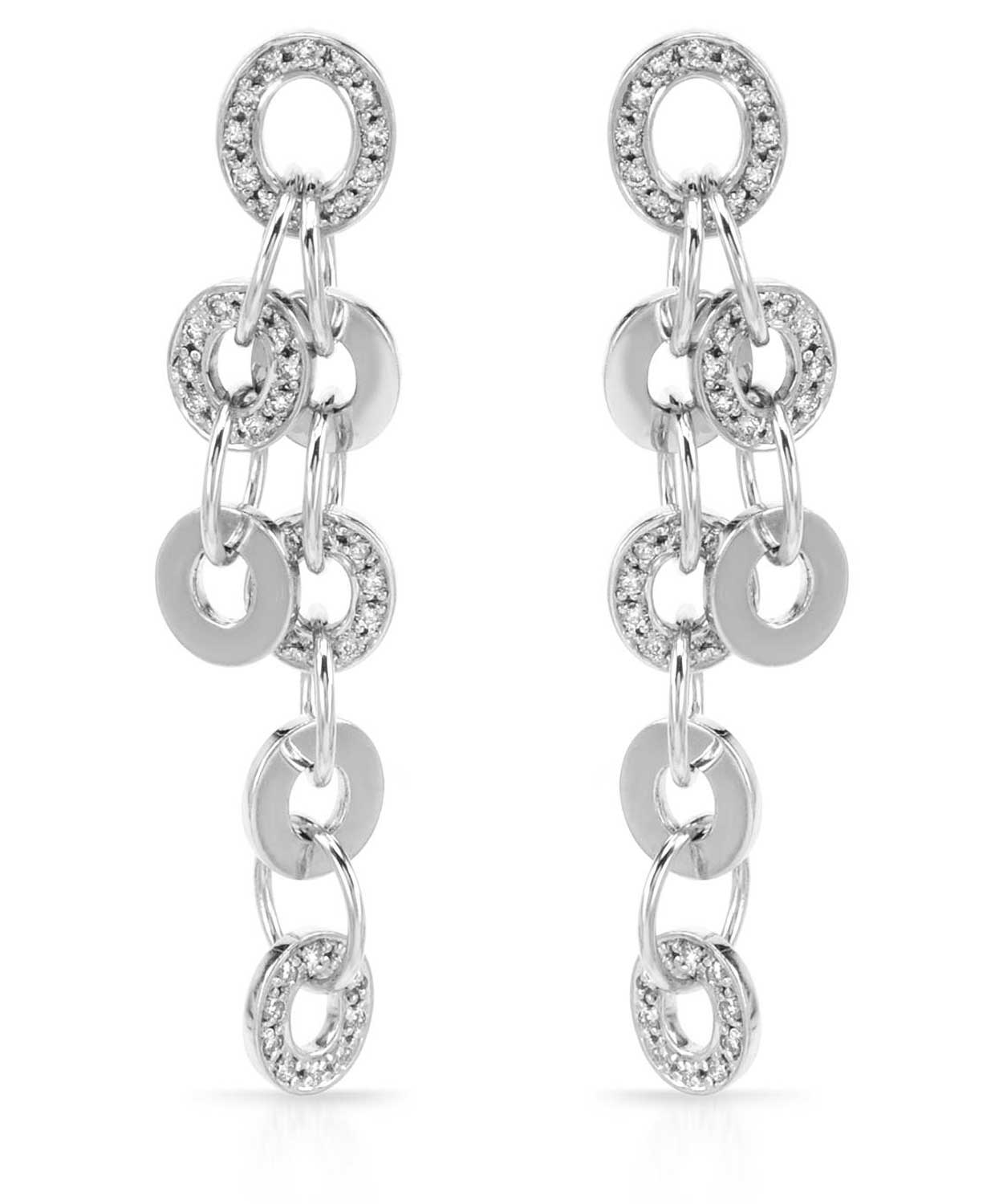 Glamour Collection 1.05 ctw Diamond 14k White Gold Circle Links Dangle Earrings View 1