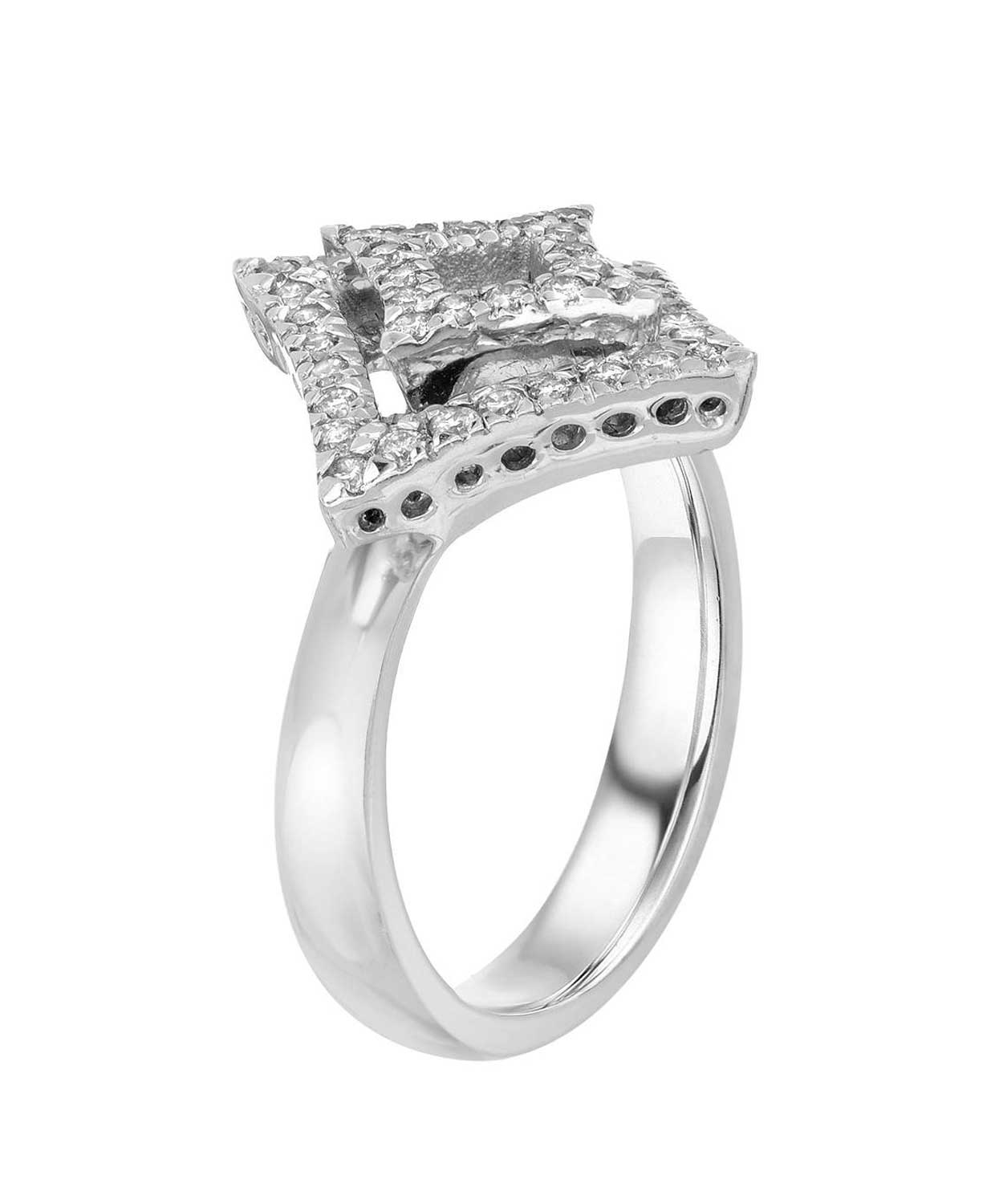 0.50 ctw Diamond 18k White Gold Double Square Right Hand Ring View 2