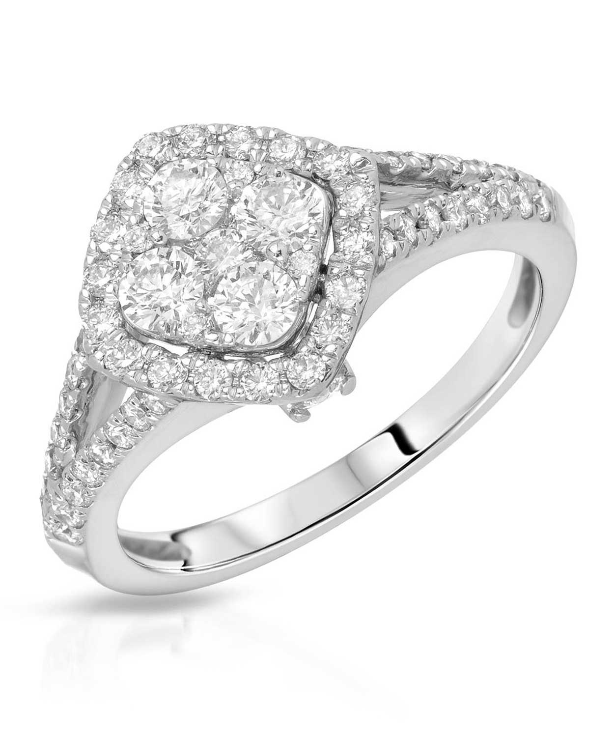 Signature Collection 0.95 ctw Diamond 14k White Gold Cluster Engagement Ring View 1