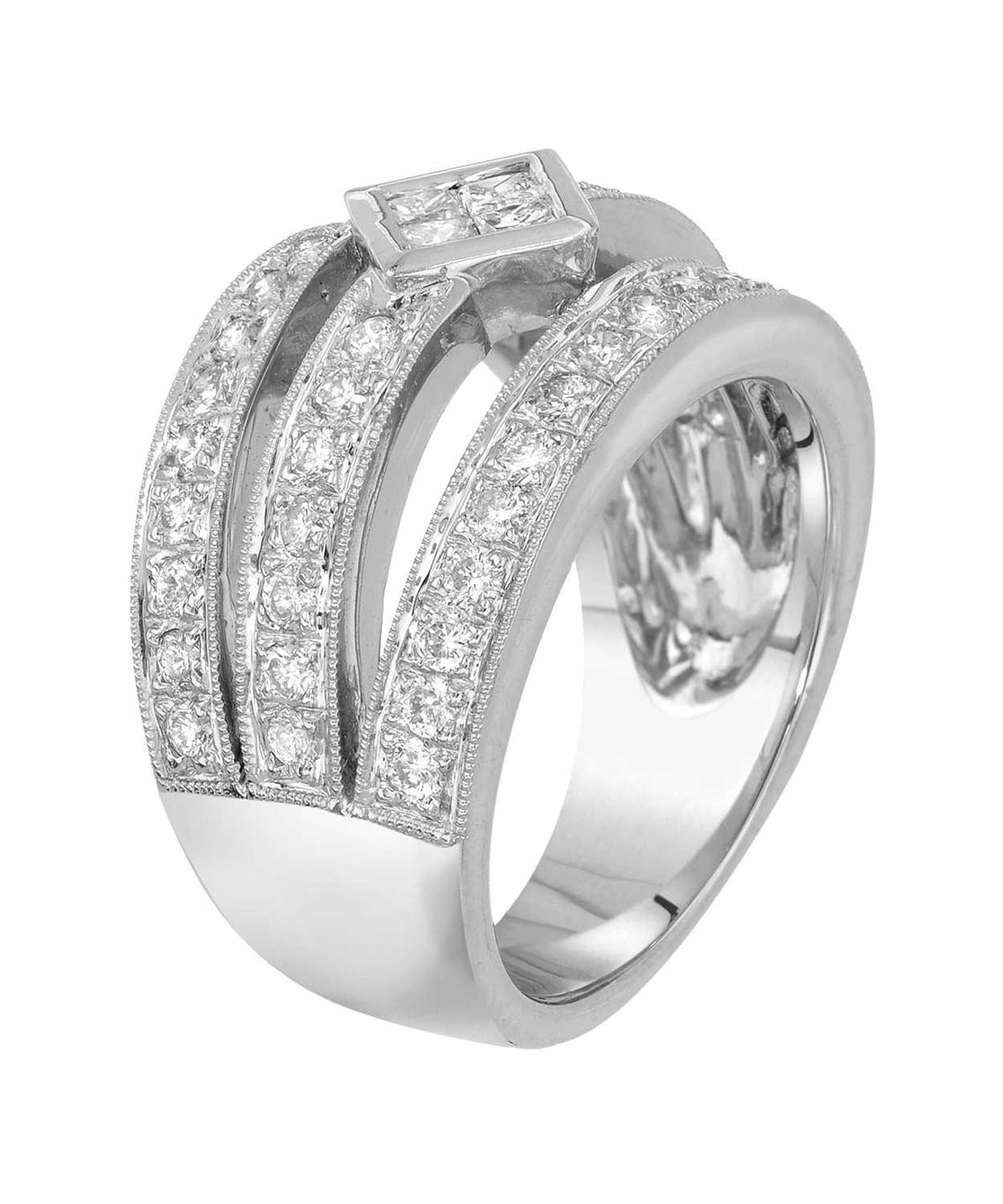 Signature Collection 1.20 ctw Diamond 18k White Gold Statement Ring View 2
