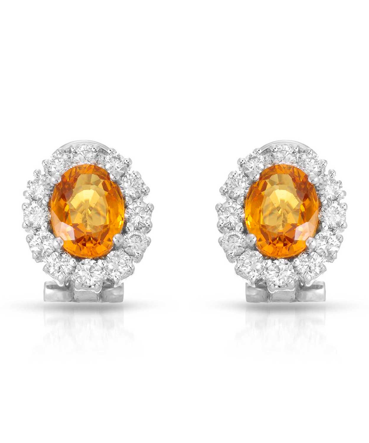 Signature Collection 4.43 ctw Natural Yellow Sapphire and Diamond 14k Gold Halo Earrings View 1