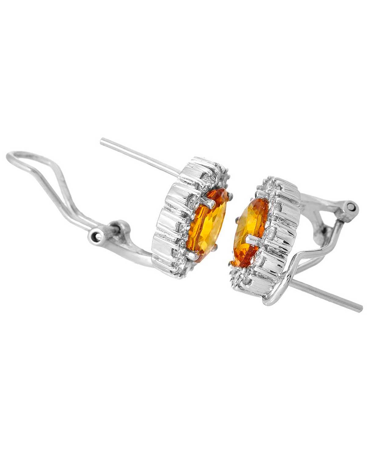 Signature Collection 4.43 ctw Natural Yellow Sapphire and Diamond 14k Gold Halo Earrings View 2