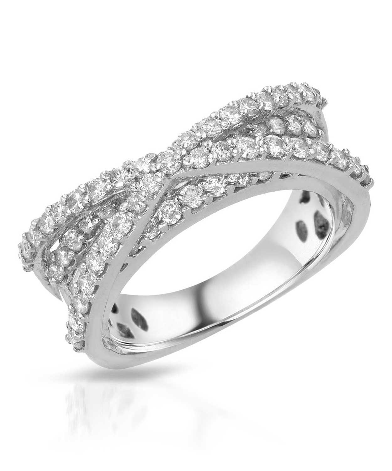 Signature Collection 1.60 ctw Diamond 18k White Gold Intertwined Ring View 1