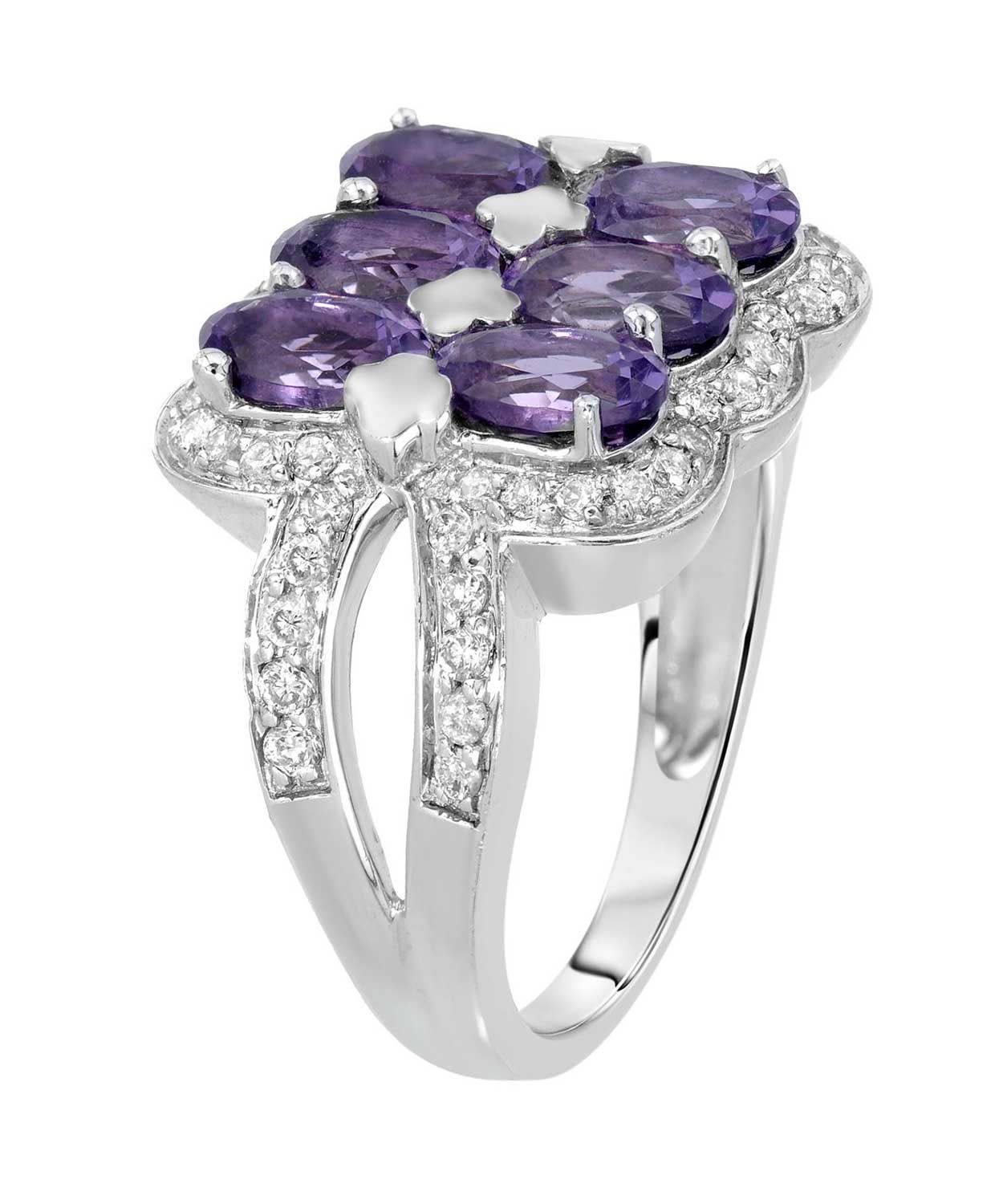 3.40 ctw Natural Amethyst and Diamond 14k Gold Right Hand Ring View 2