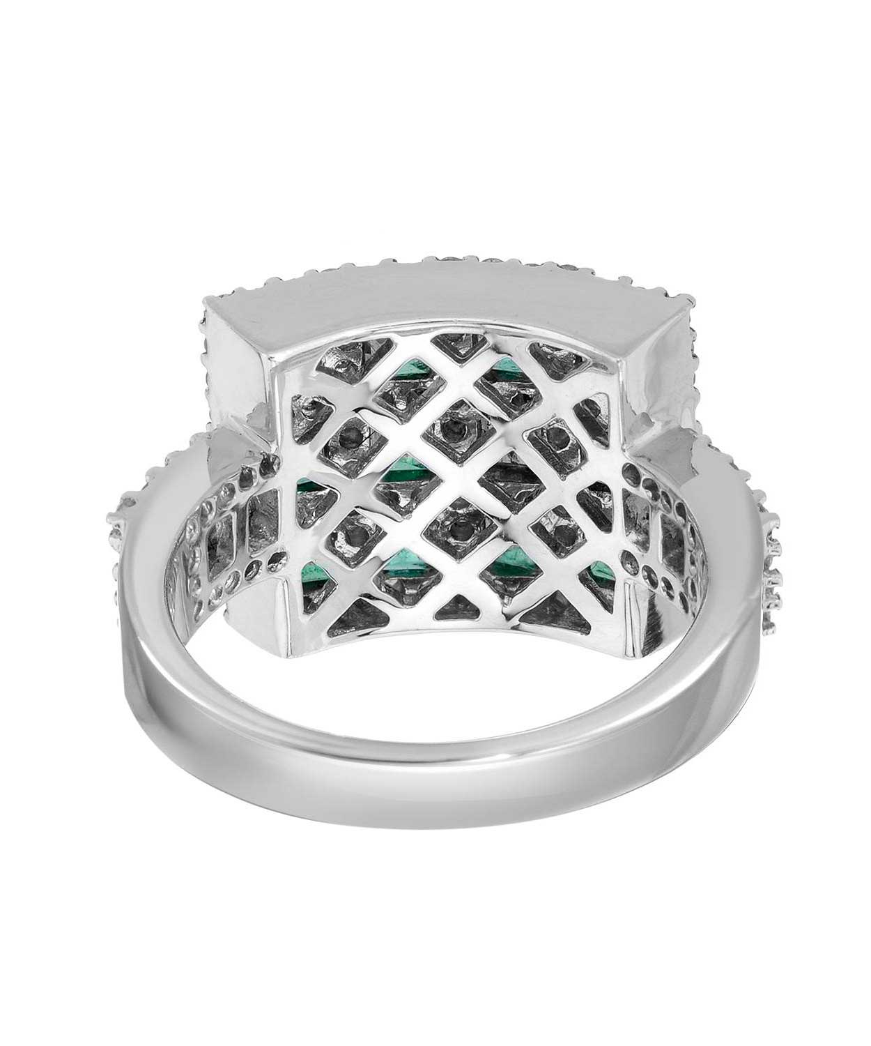 2.00 ctw Natural Emerald and Diamond 18k White Gold Rectangle Ring View 2