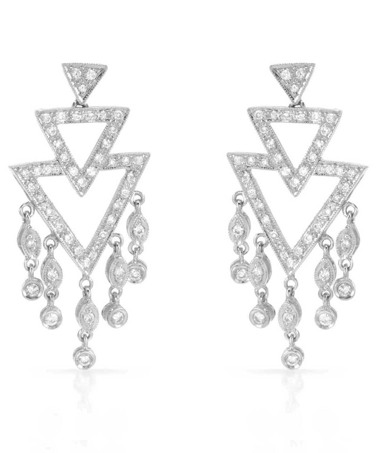0.87 ctw Diamond 18k White Gold Contemporary Chandelier Earrings View 1