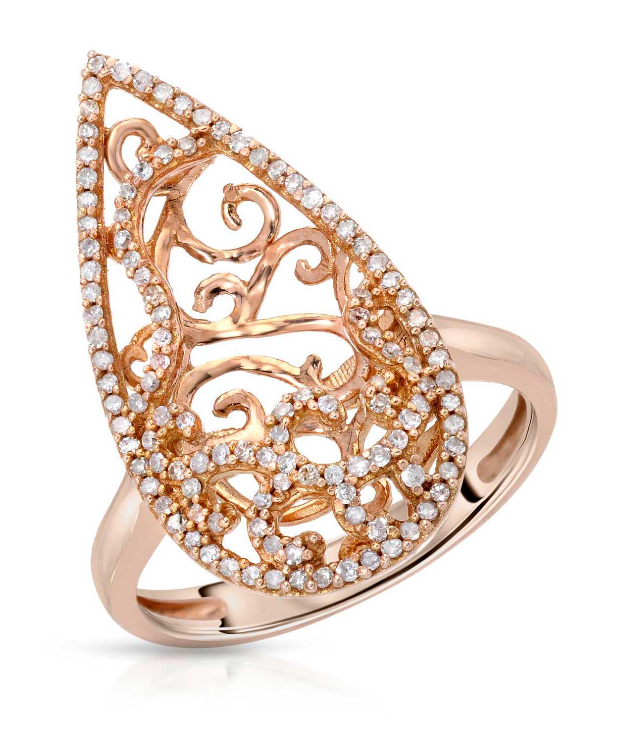 0.45 ctw Diamond 14k Rose Gold Pear Shape Elegant Ring View 1