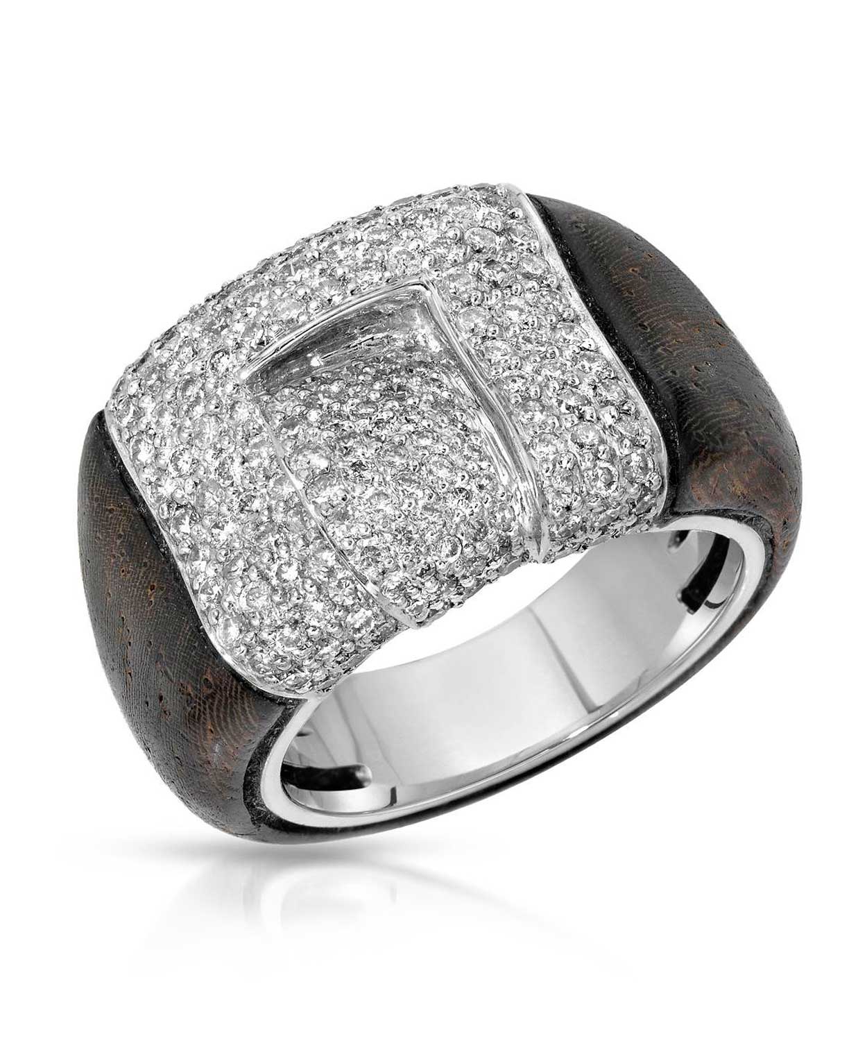Glamour Collection 1.33 ctw Diamond 18k White Gold & Acrylic Contemporary Cocktail Ring View 1