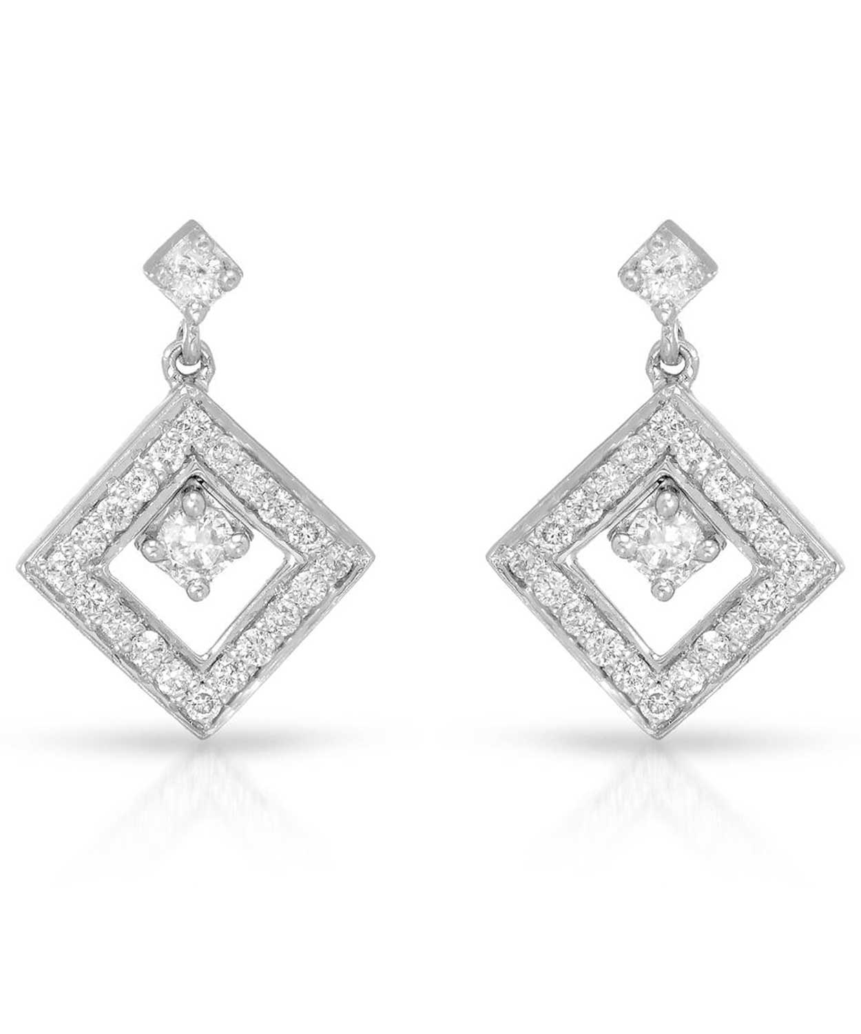 Signature Collection 0.50 ctw Diamond 14k Gold Square Dangle Earrings View 1