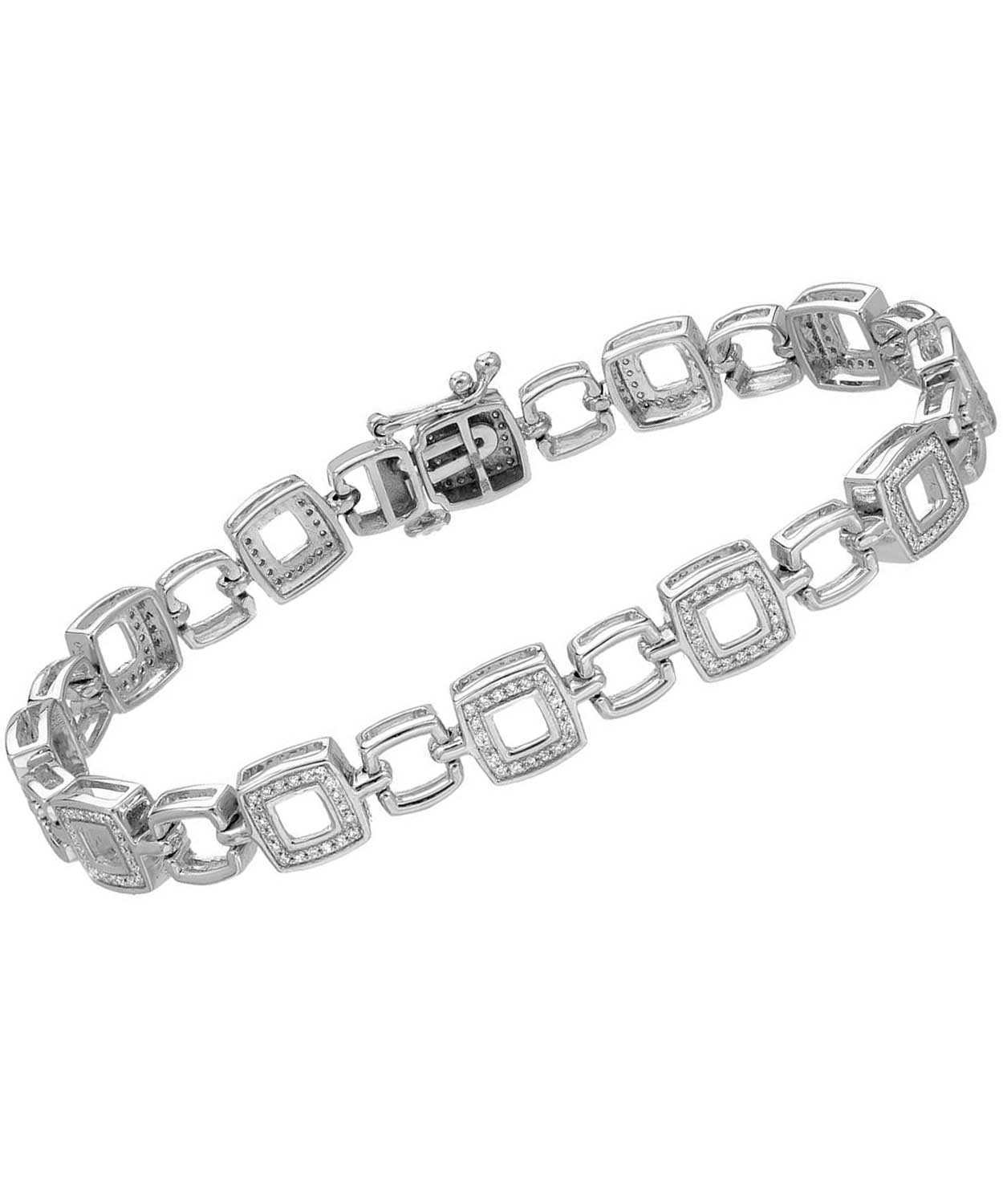 Allure Collection 0.50 ctw Diamond 14k White Gold Square Link Bracelet View 1