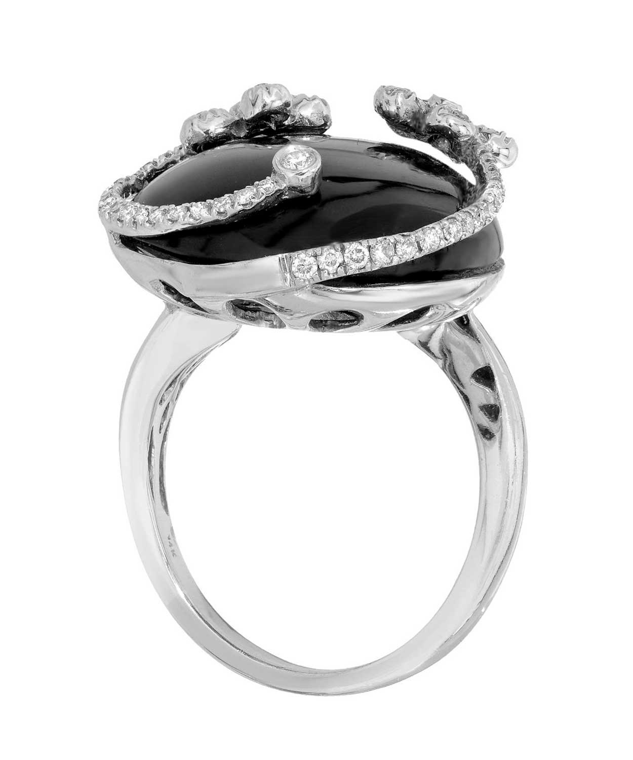 Black & White Collection 22.63 ctw Natural Onyx and Diamond 14k Gold Bold Cocktail Ring View 2