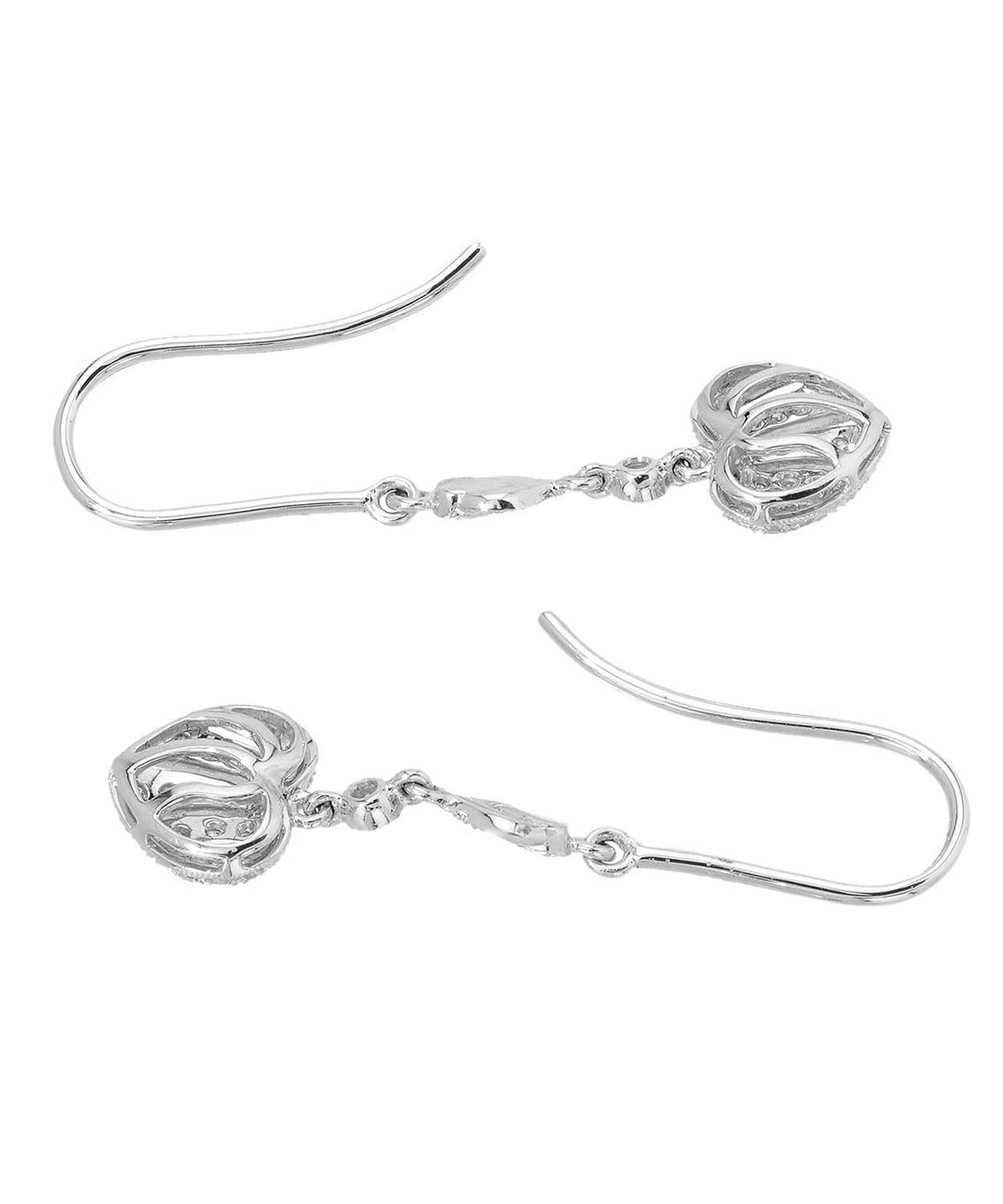 Love Story Collection 0.45 ctw Diamond 14k White Gold Heart Dangle Earrings View 2