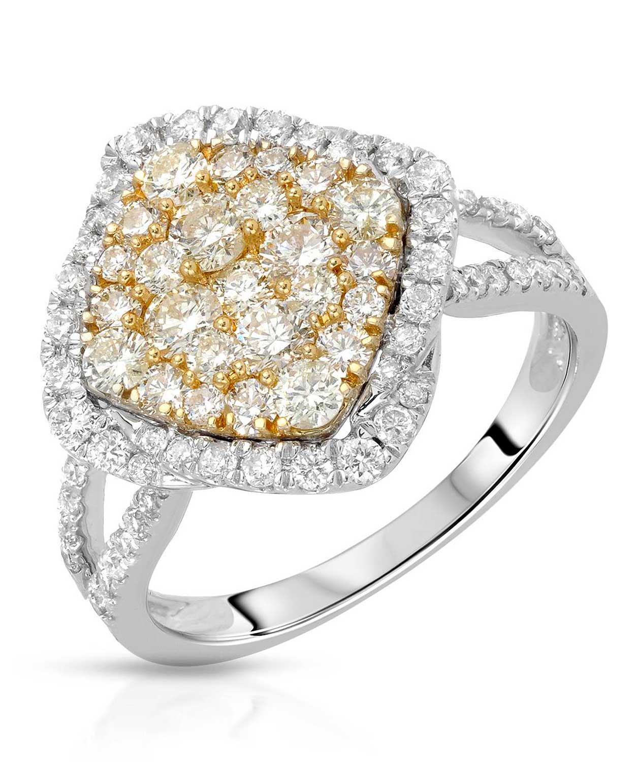 Signature Collection 1.46 ctw Fancy Yellow Diamond 14k Gold Cluster Right Hand Ring View 1